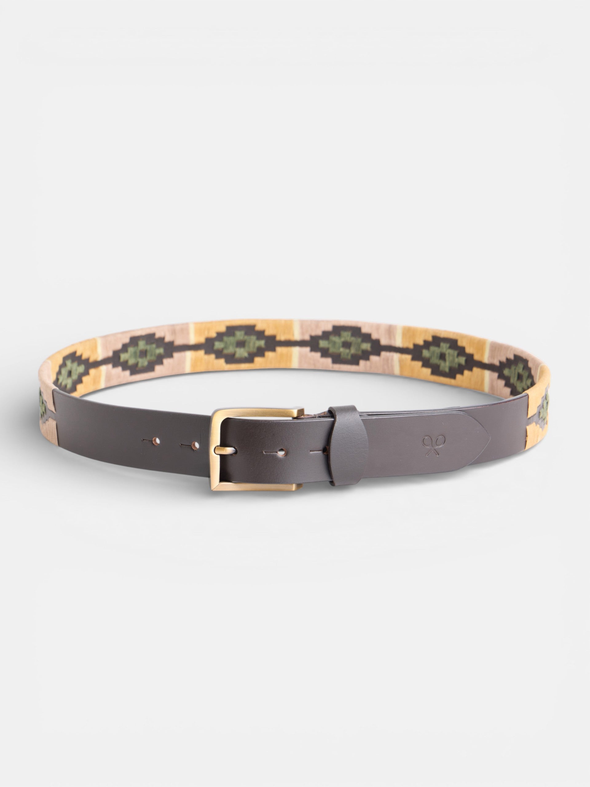 Argentinian bicolor leather belt brown