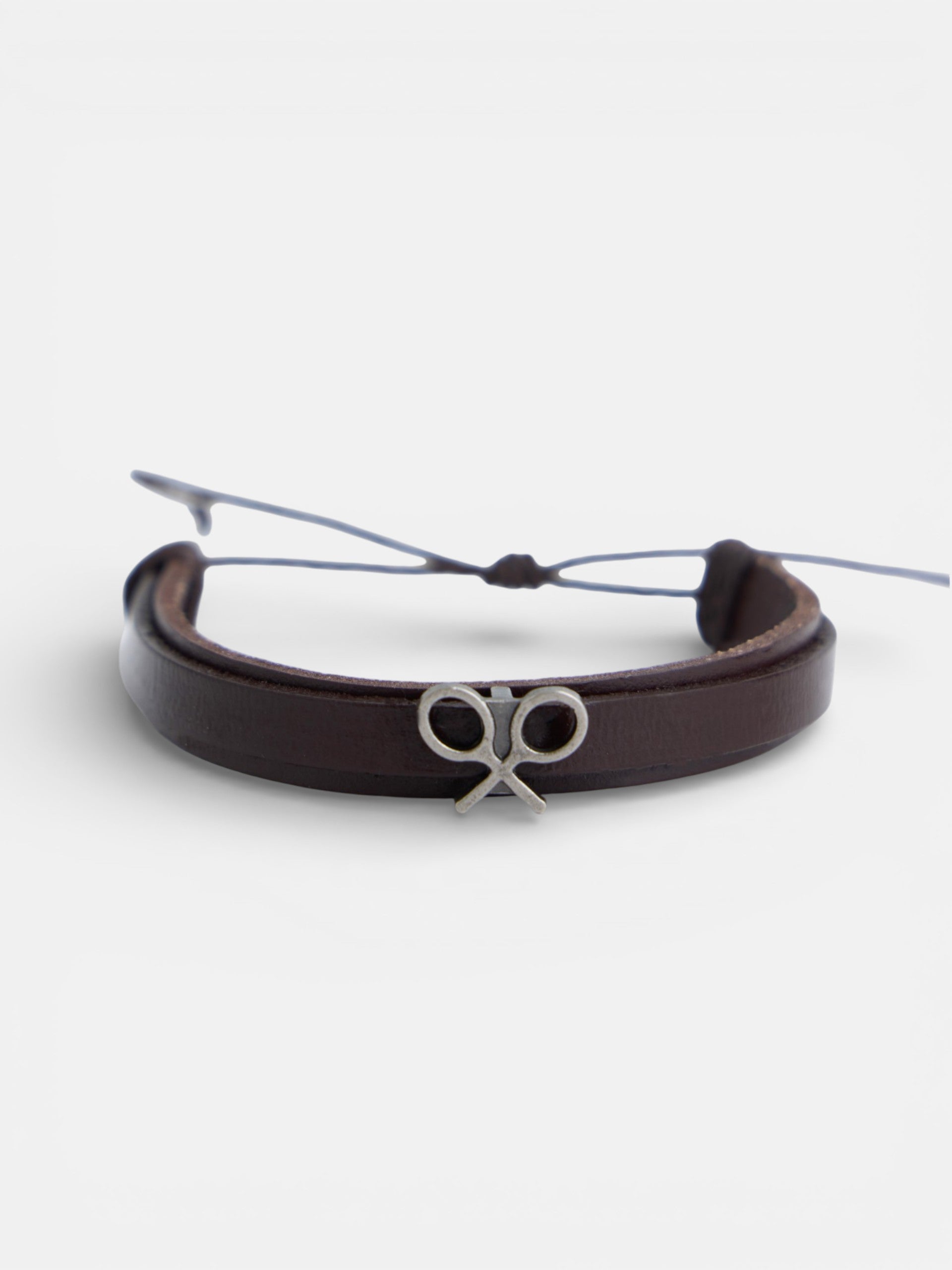 Bracelet raquette câbles cuir marron