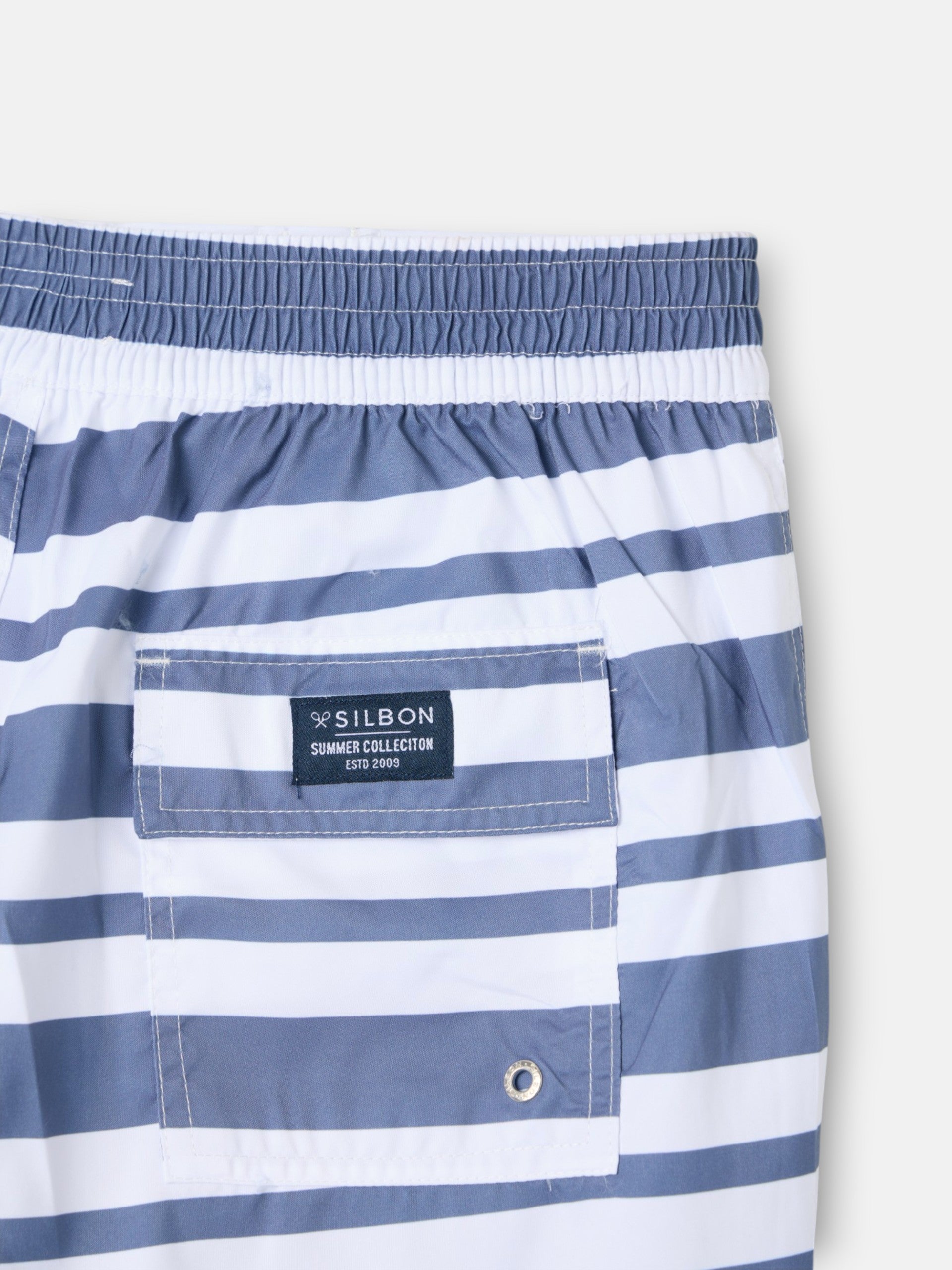 Maillot de bain surfeur à rayures bicolores bleu