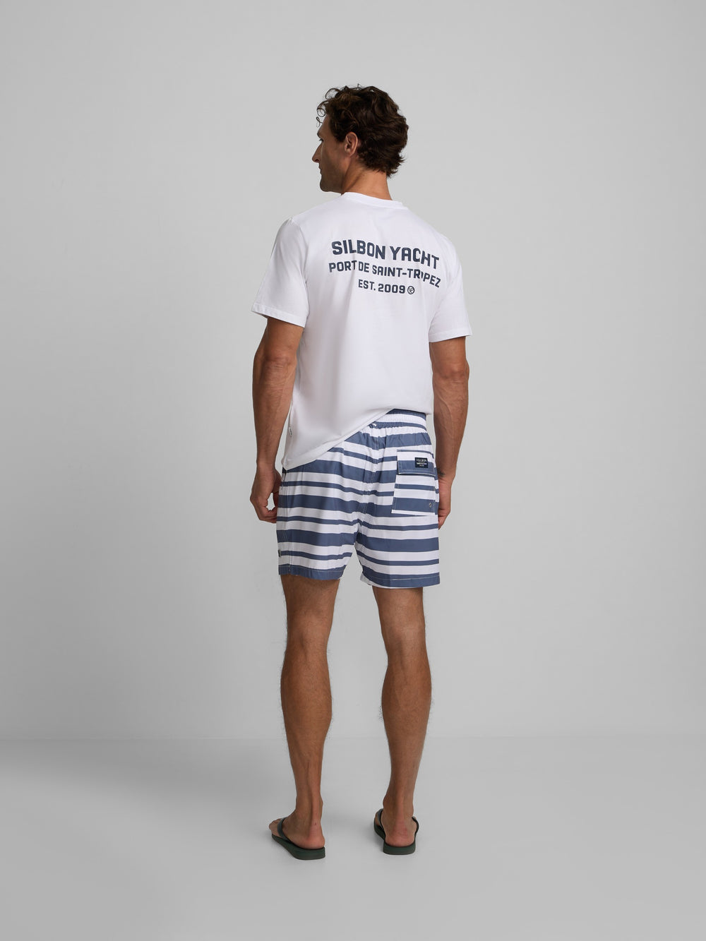 Bañador surfero rayas bicolor azul