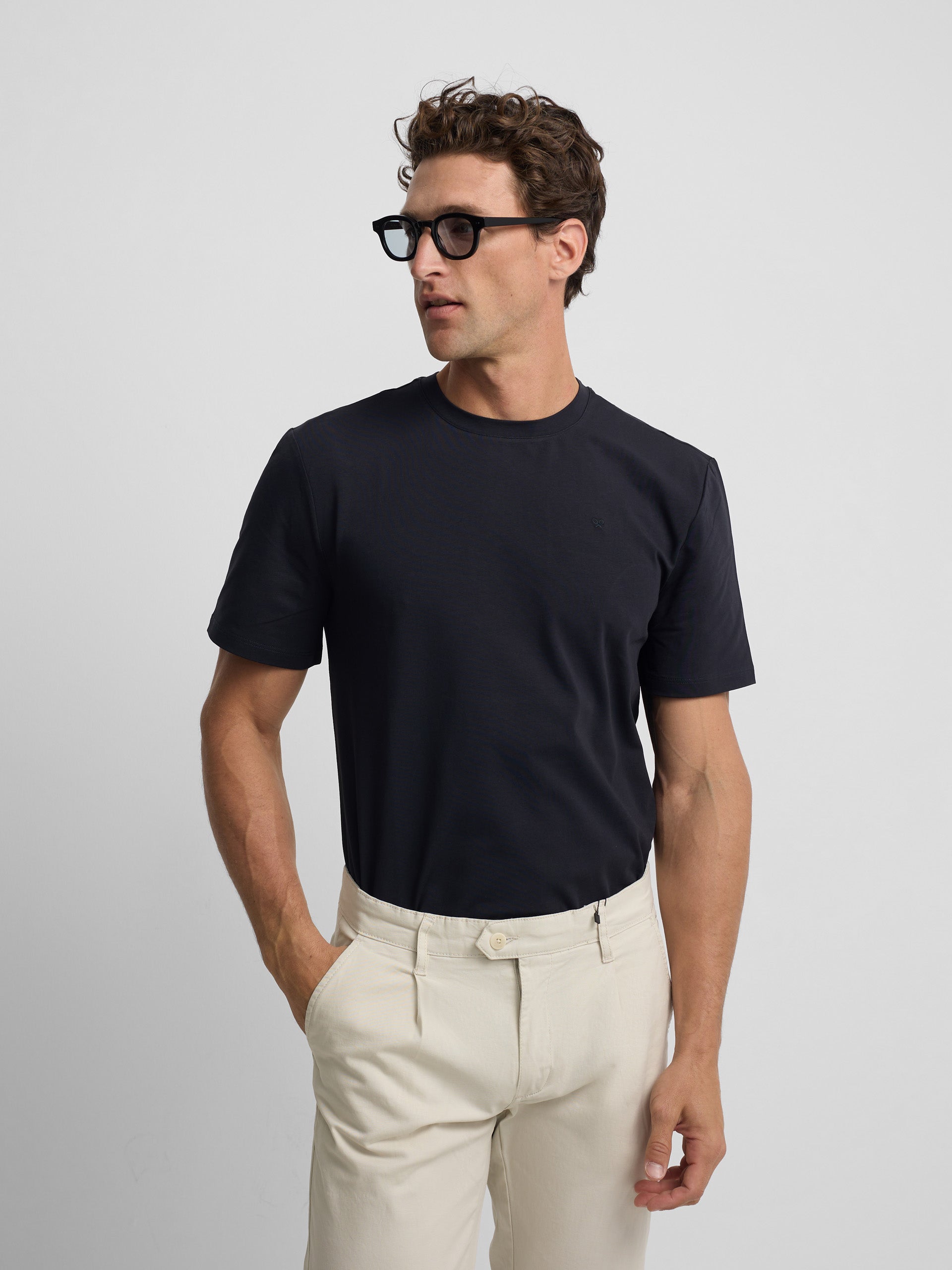 Navy blue slim fit business t-shirt