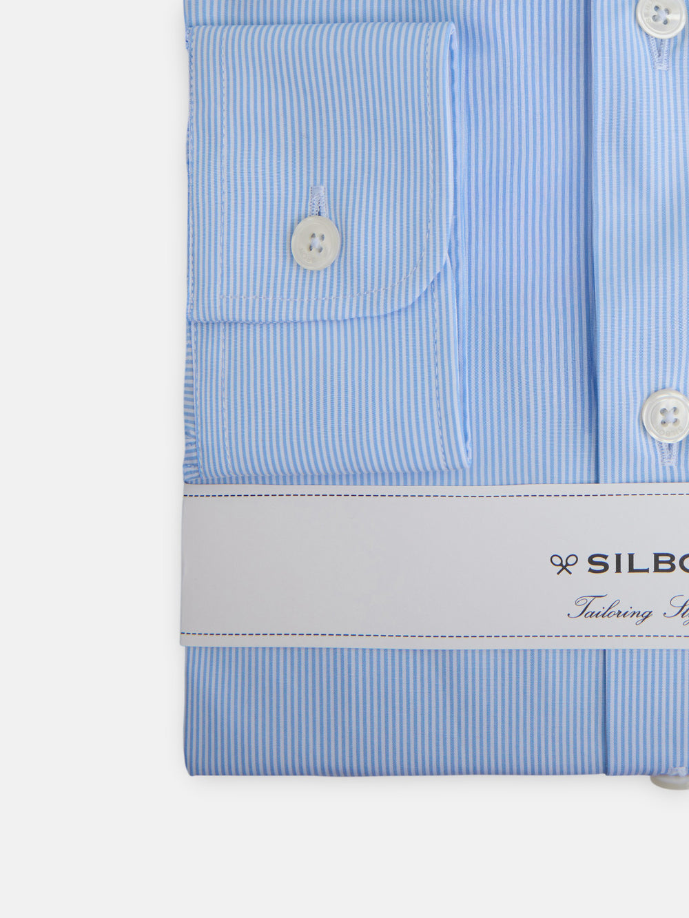 Light blue fine striped dress shirt