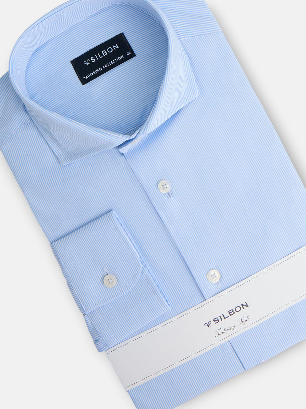 Light blue fine striped dress shirt