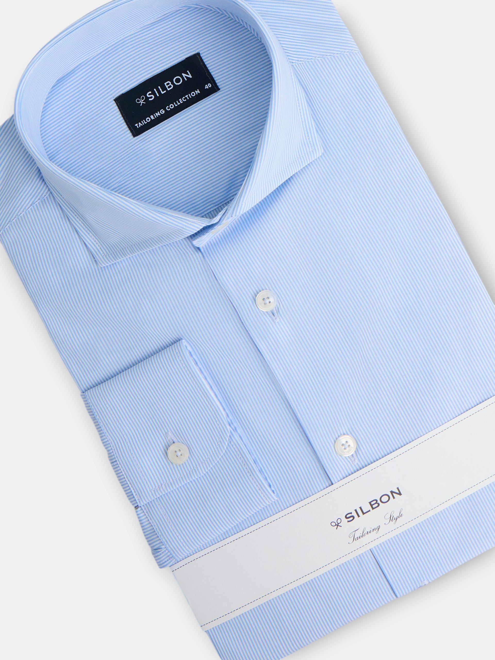 Light blue fine striped dress shirt