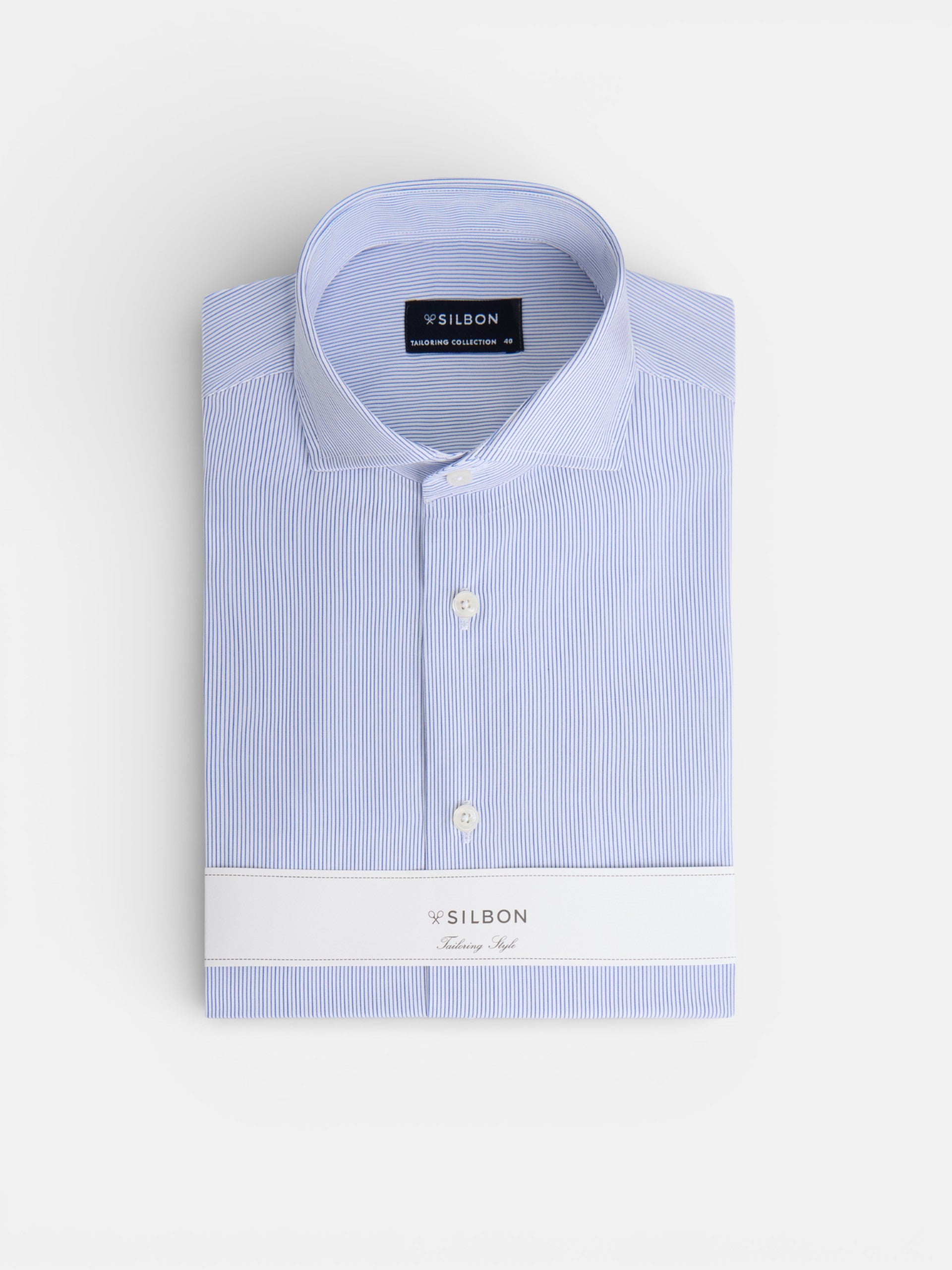 Navy blue mini-stripe dress shirt