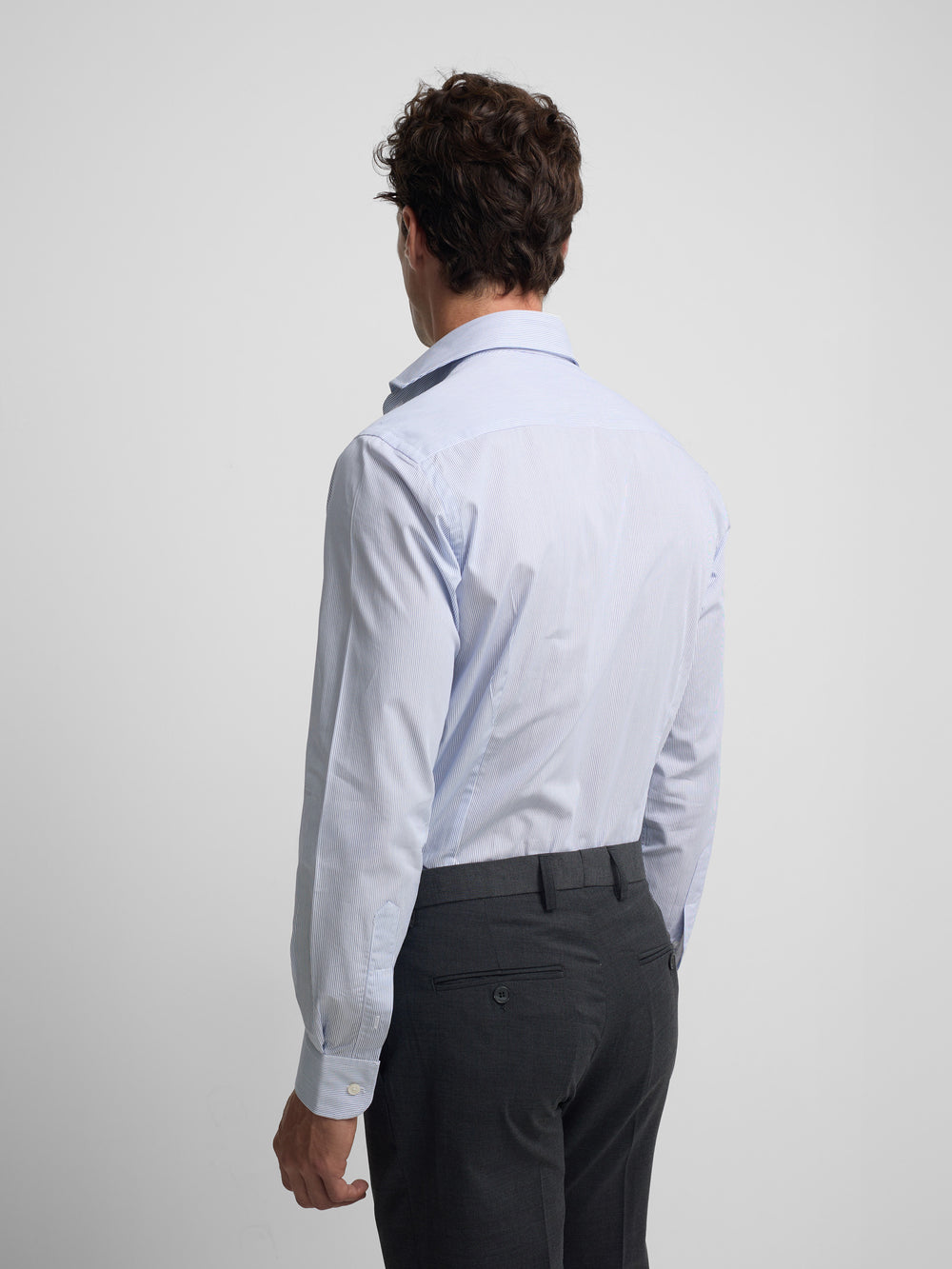 Navy blue mini-stripe dress shirt