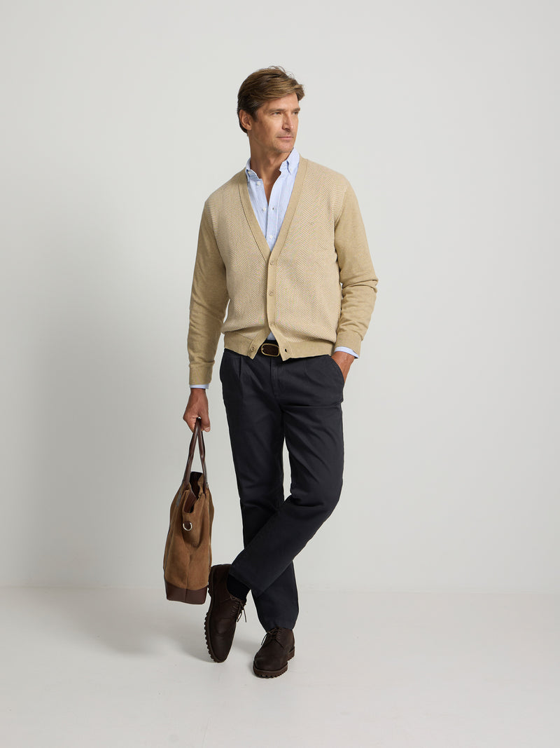 Cardigan chevrons business beige