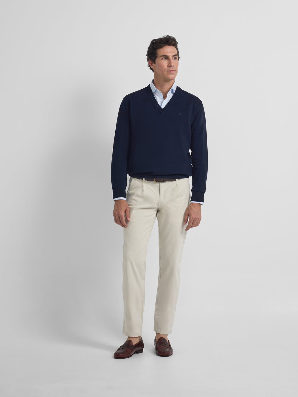 Jersey cuello pico business azul marino