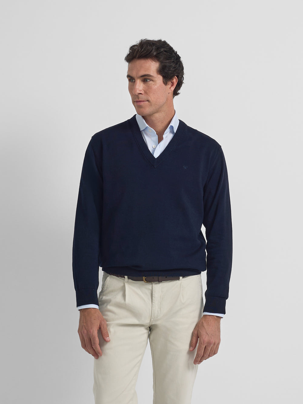 Jersey cuello pico business azul marino