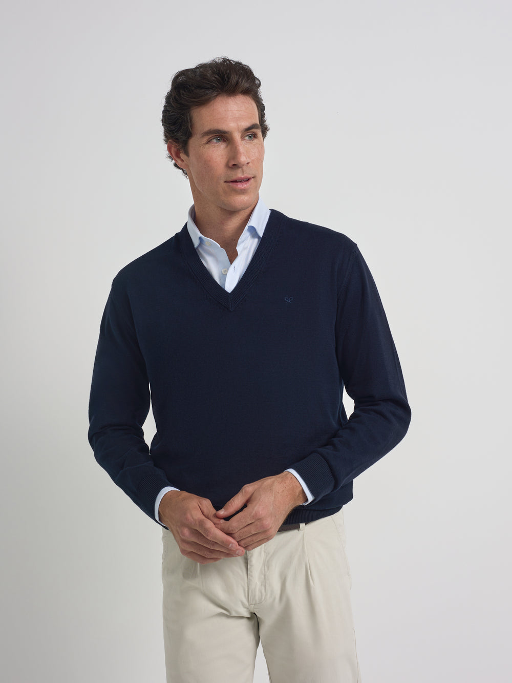 Jersey cuello pico business azul marino