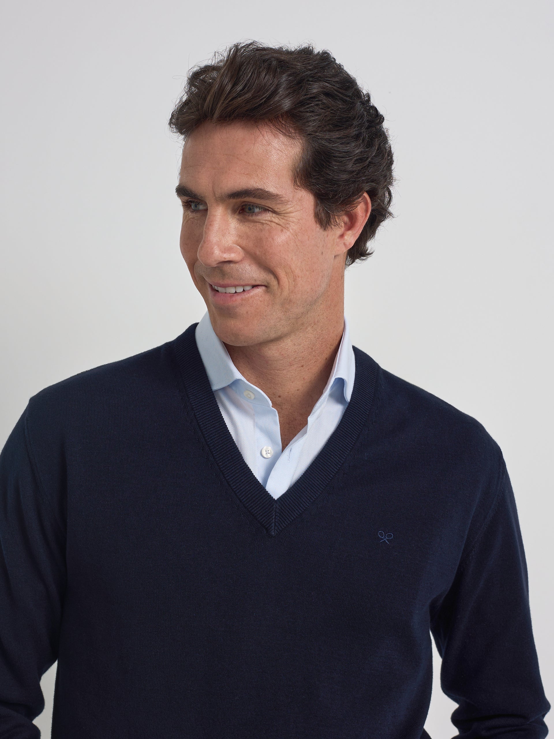 Jersey cuello pico business azul marino