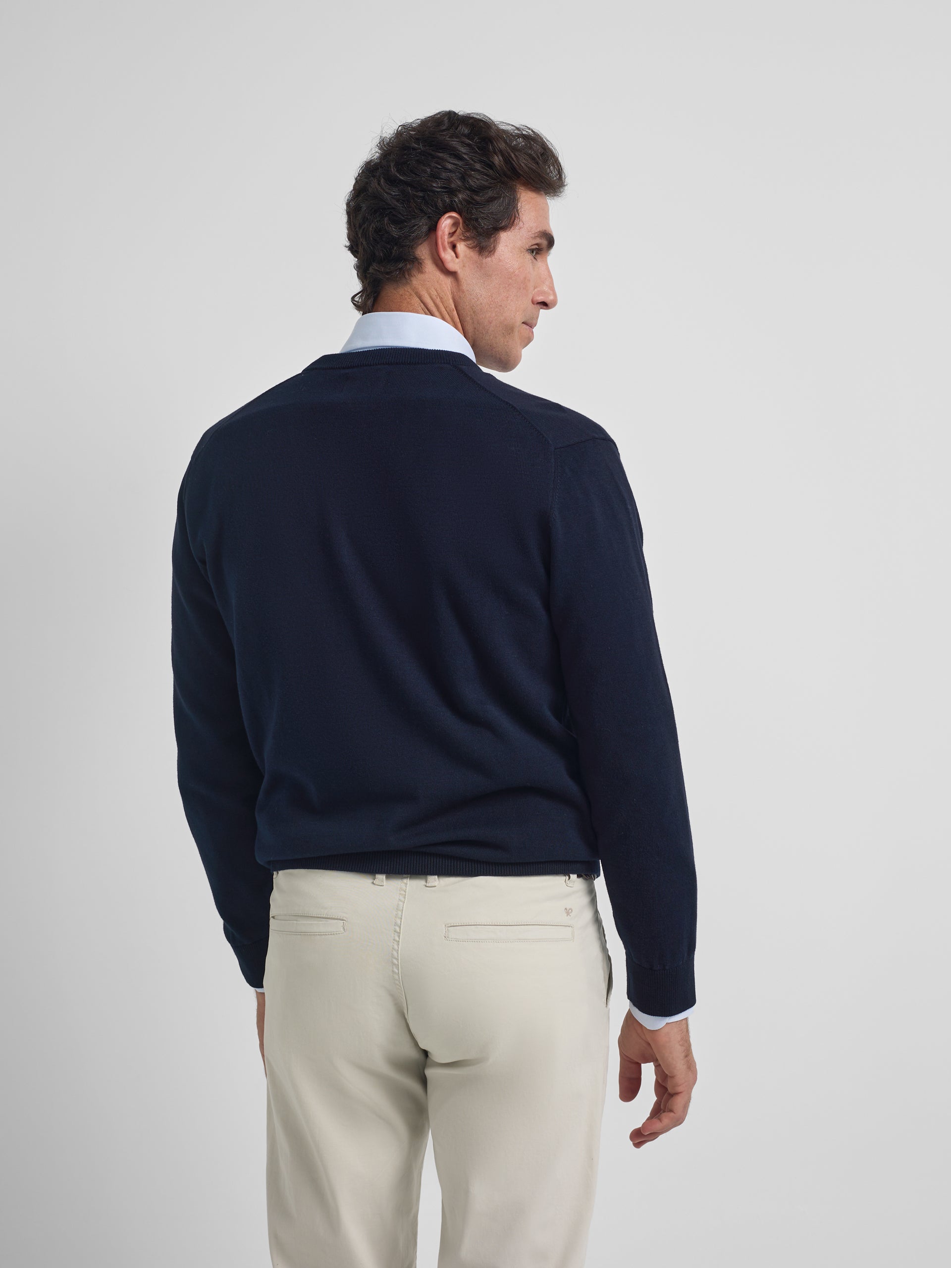 Jersey cuello pico business azul marino
