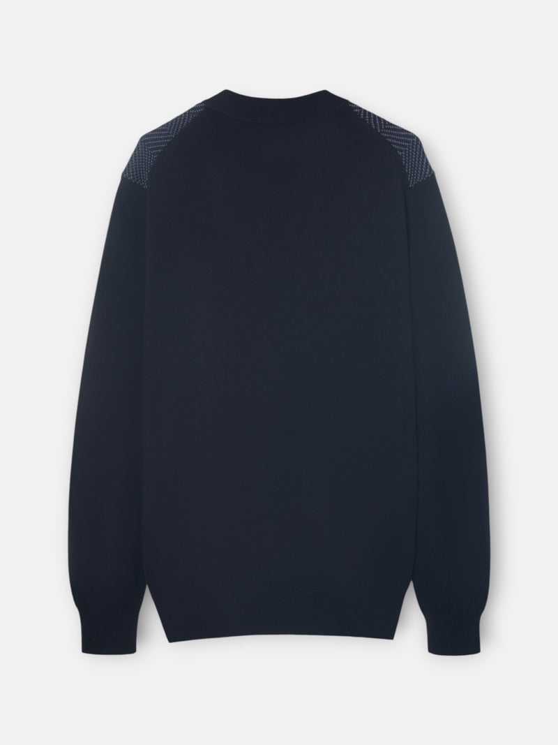 Cardigan espinha de peixe business azul-marinho