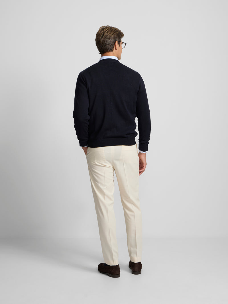 Cardigan espinha de peixe business azul-marinho