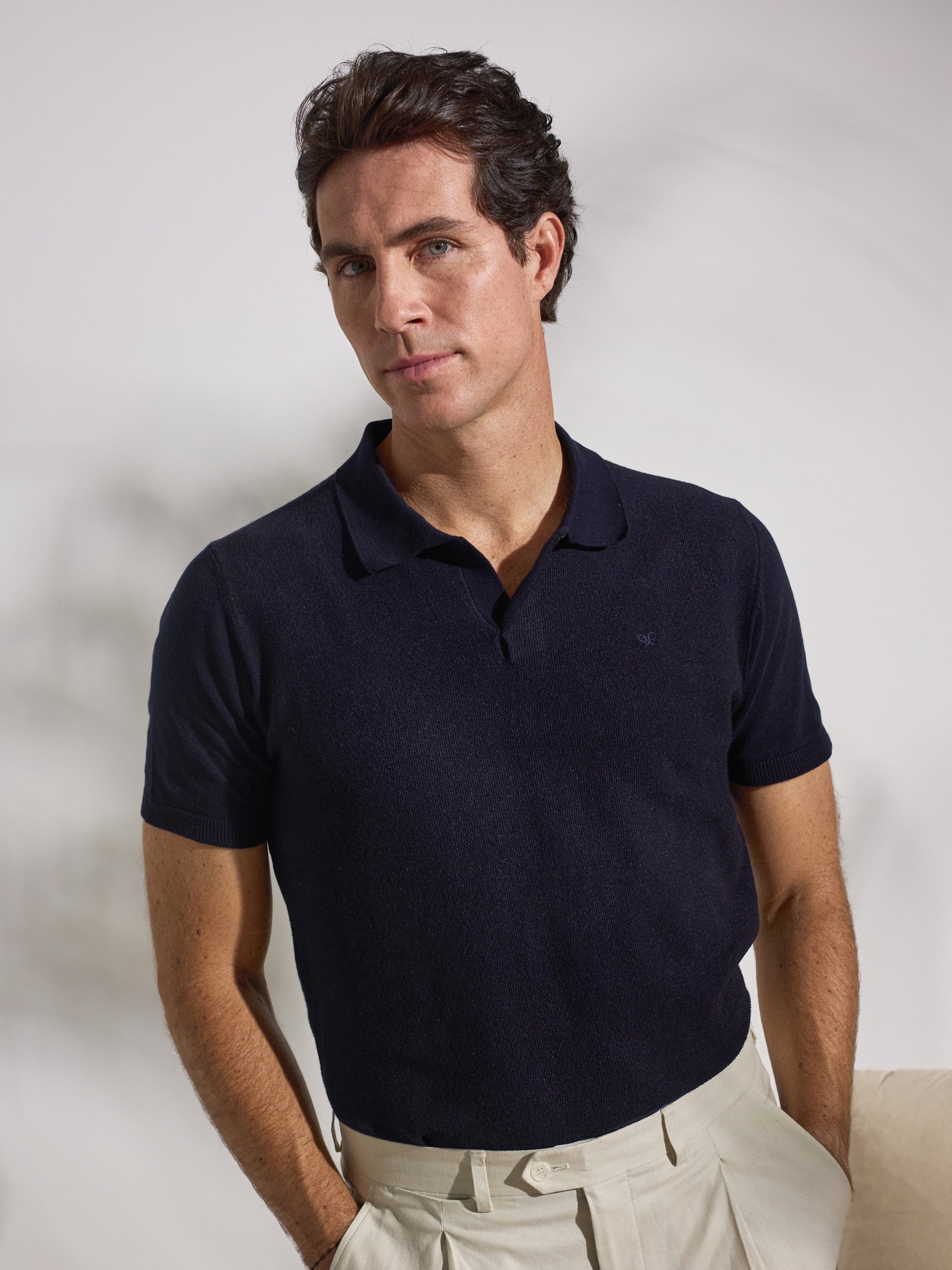 Navy blue unique structure polo