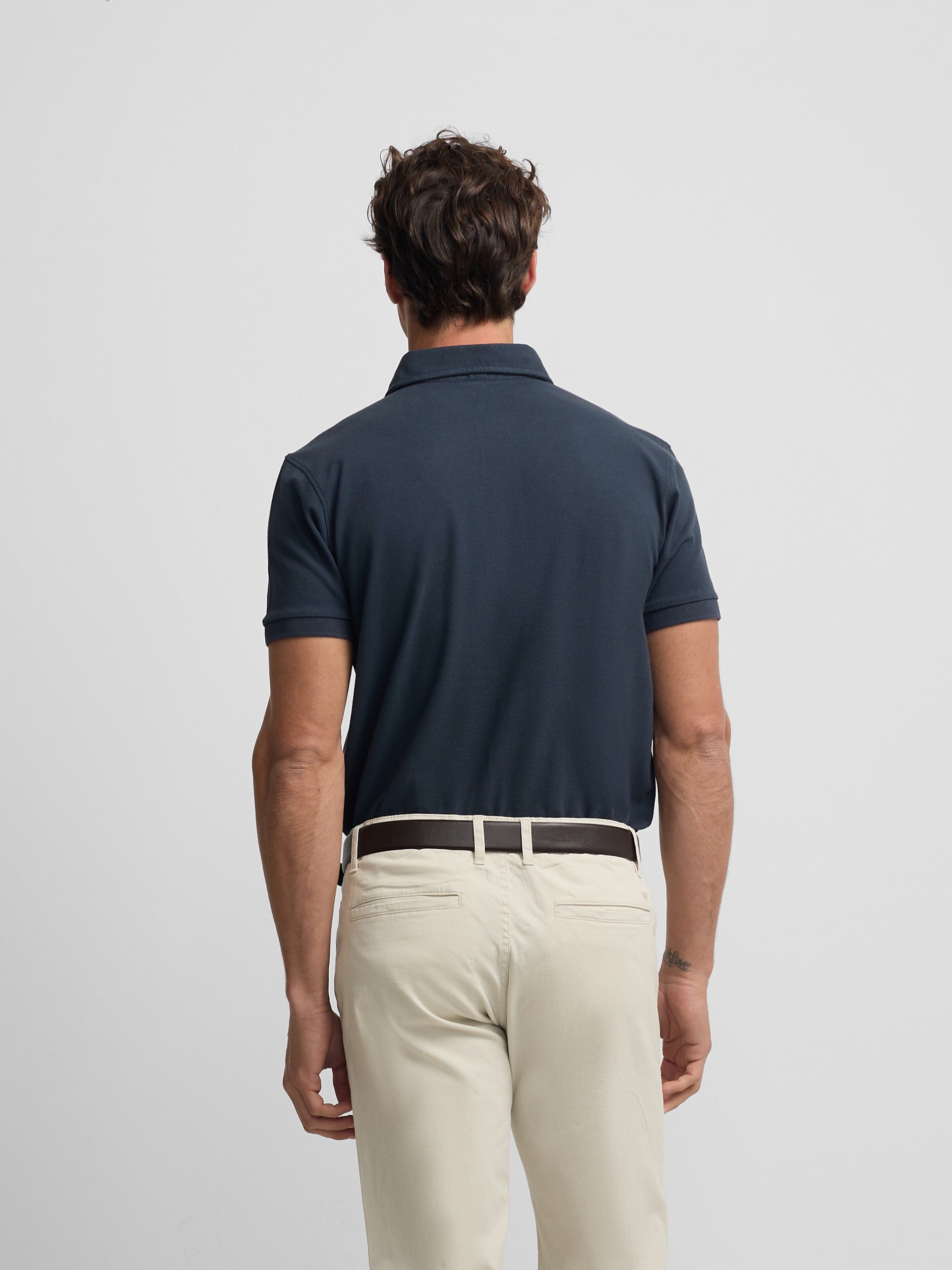 Short sleeve navy blue suite polo