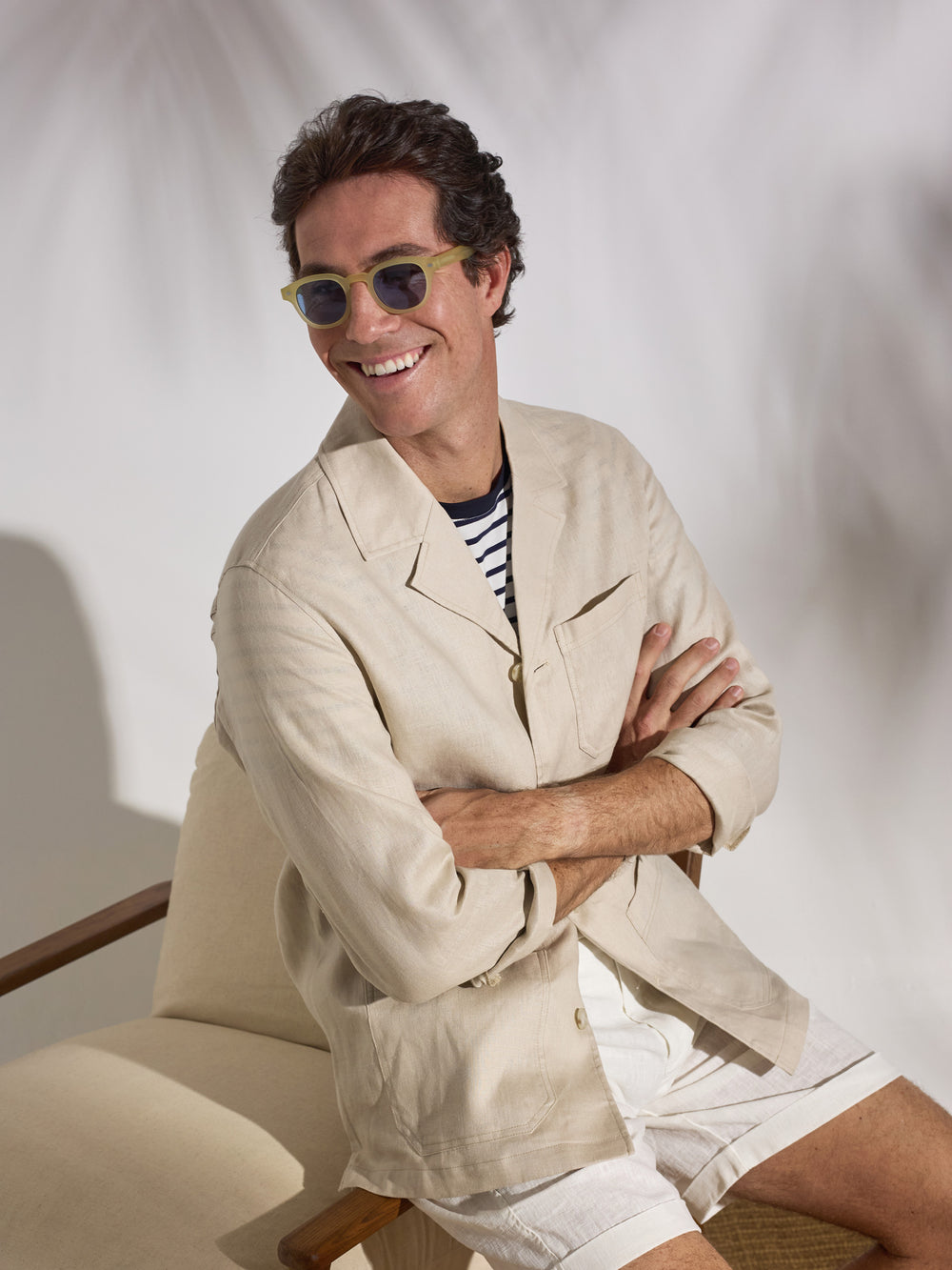 Sobrecamisa única linho bolsos bege