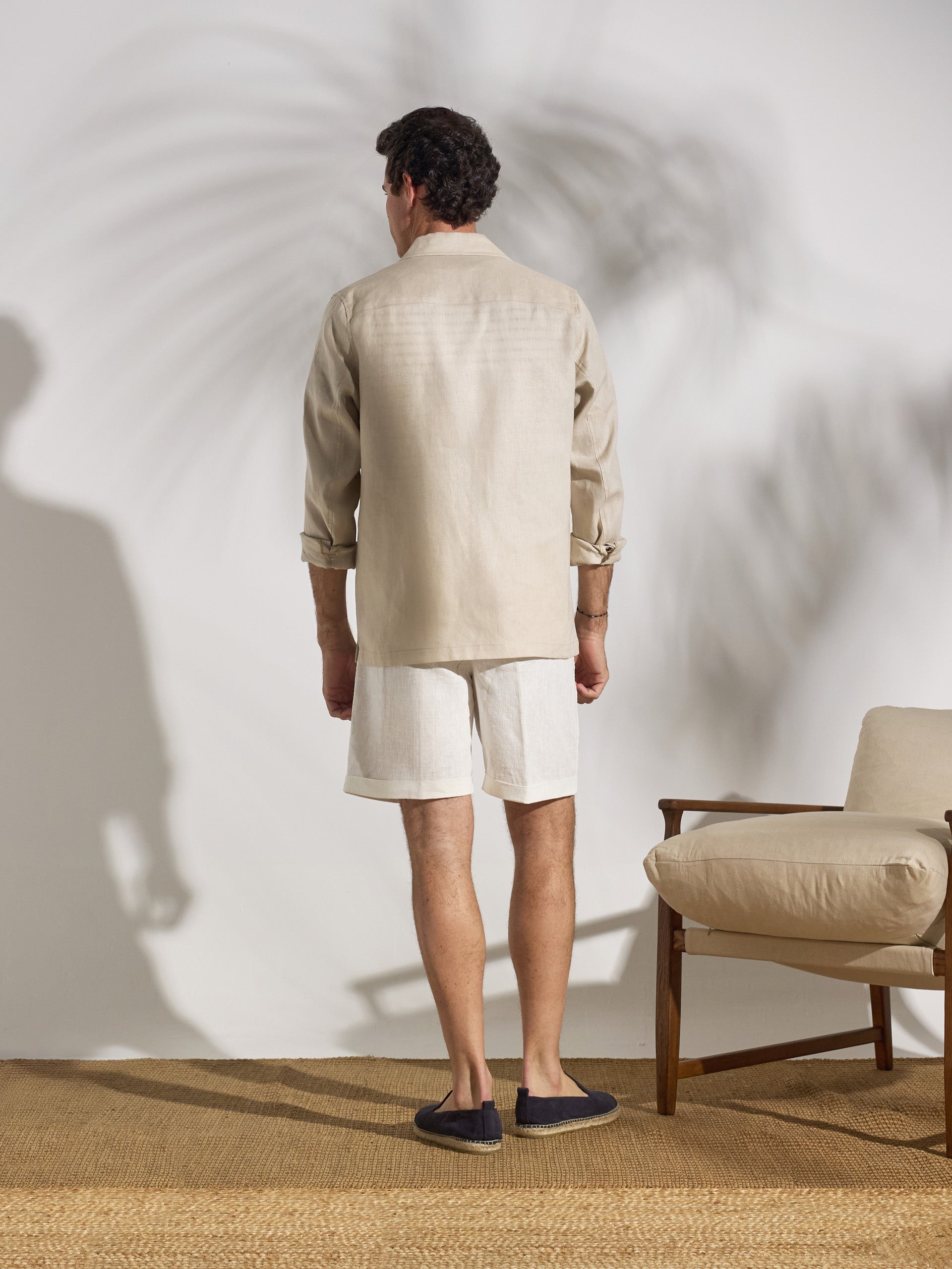 Surchemise unique en lin avec poches beige