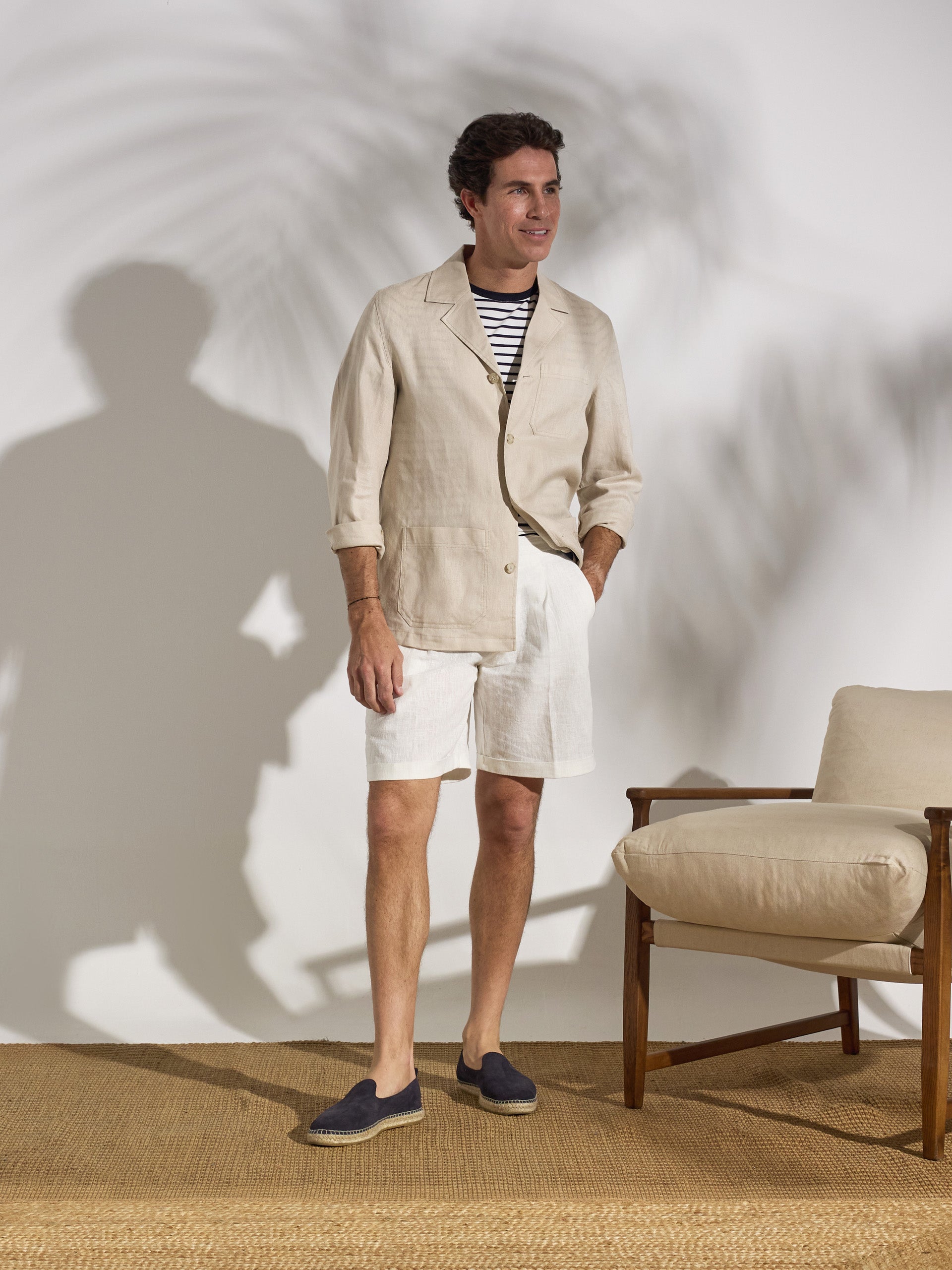 Surchemise unique en lin avec poches beige
