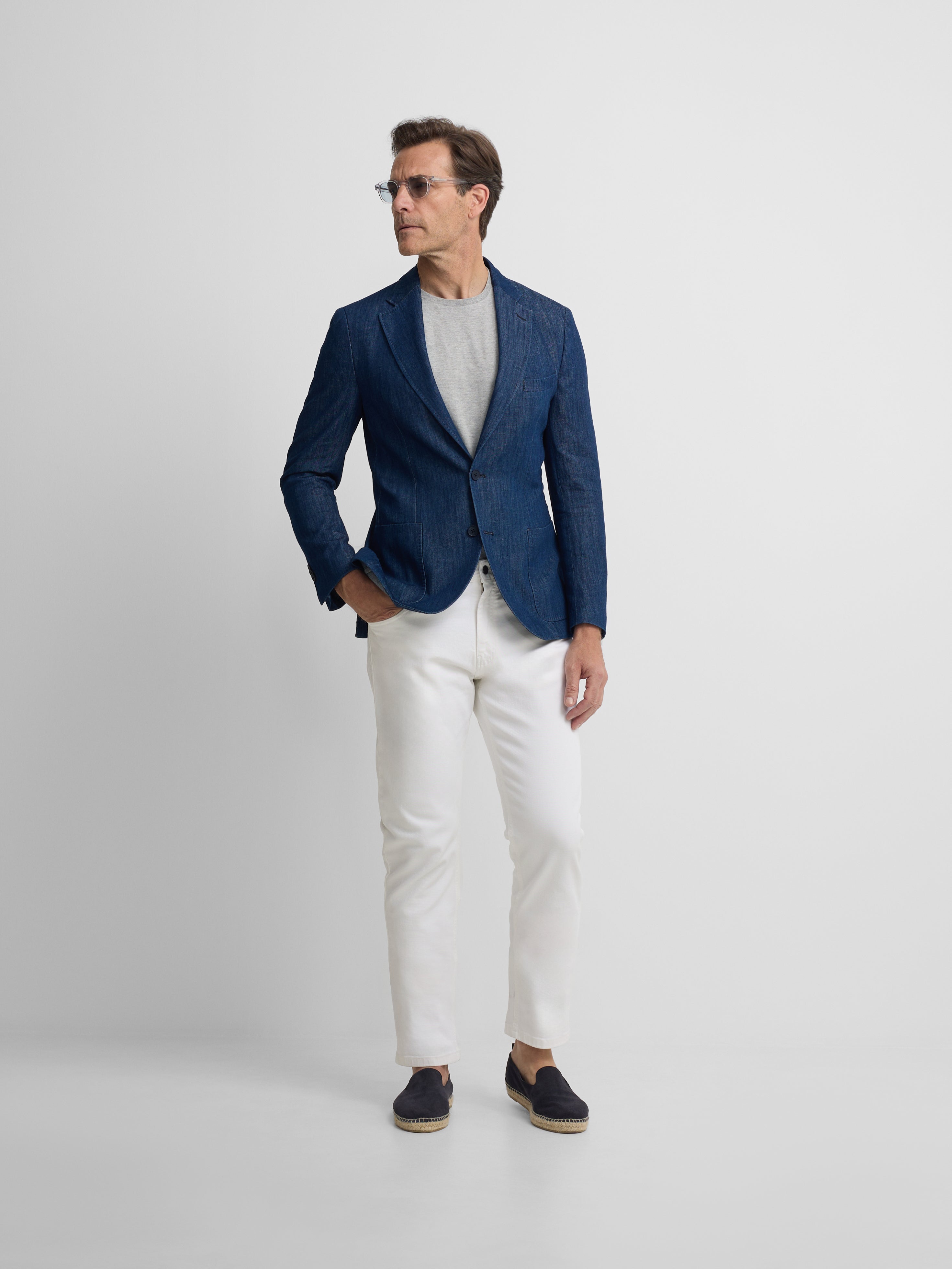 Medium wash blue denim blazer