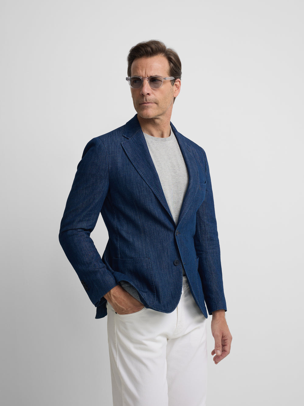 Americana denim lavado azul medio