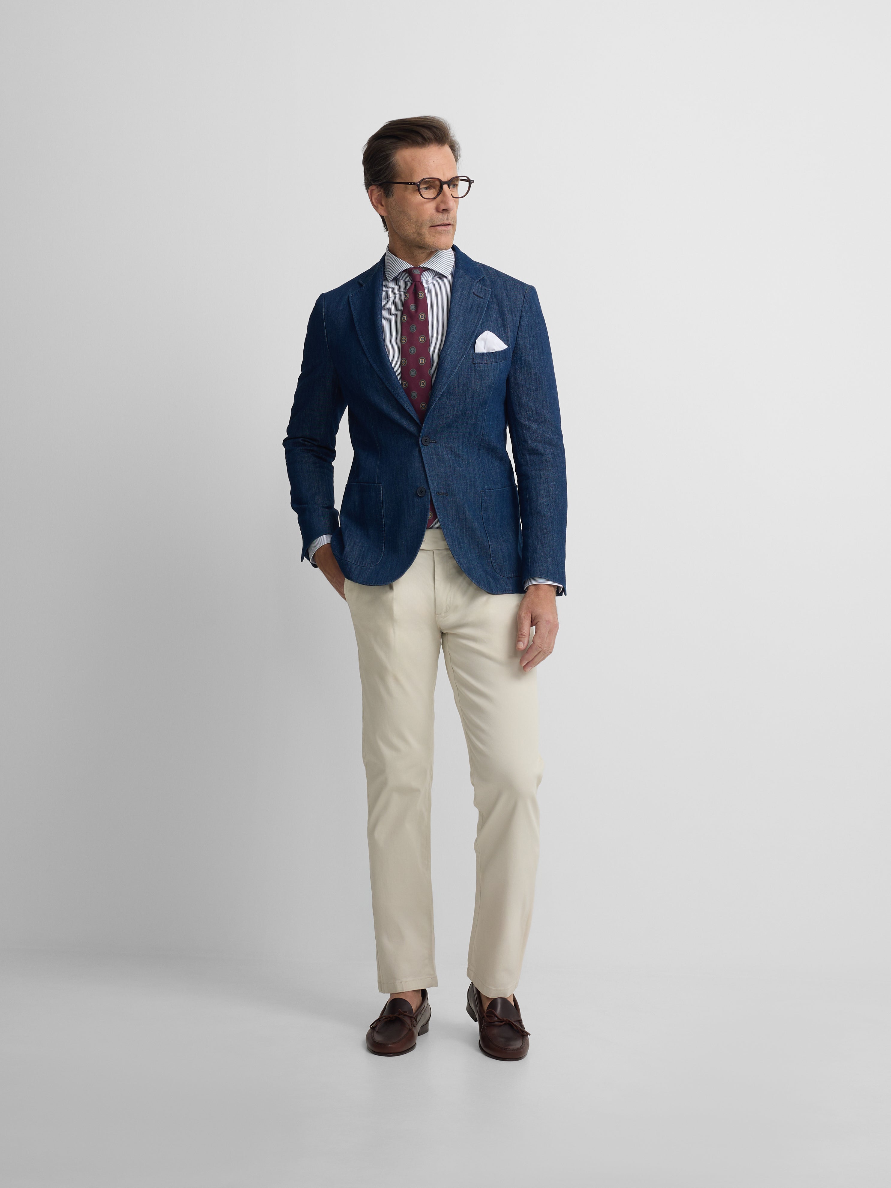 Medium wash blue denim blazer