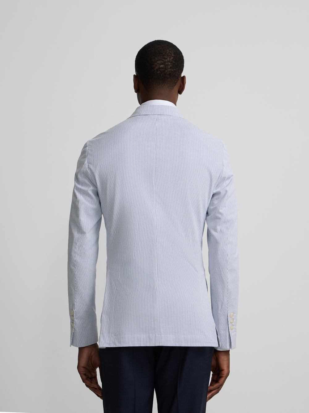 Veste américaine seersucker à rayures bleues