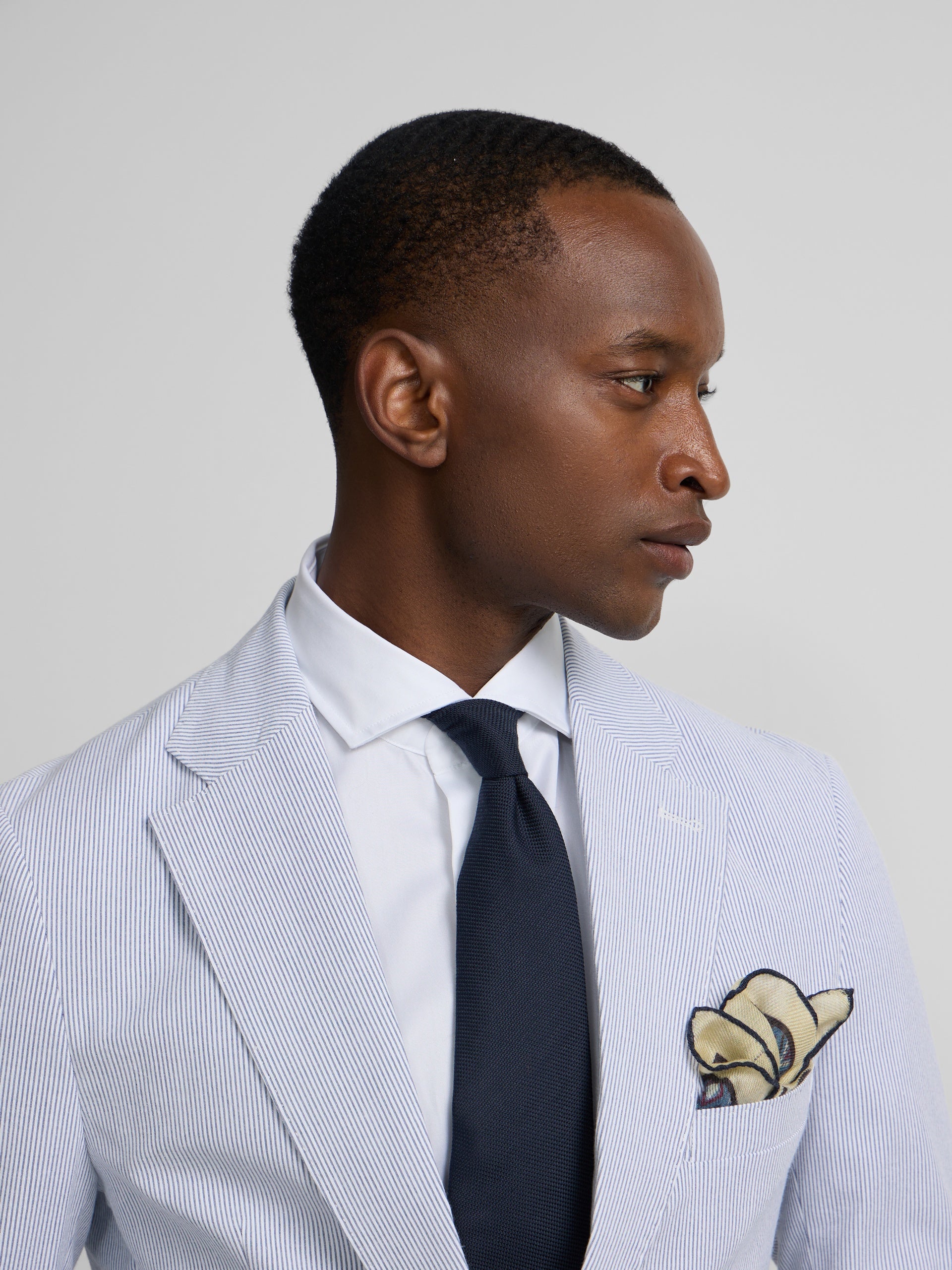 Blazer seersucker riscas azuis