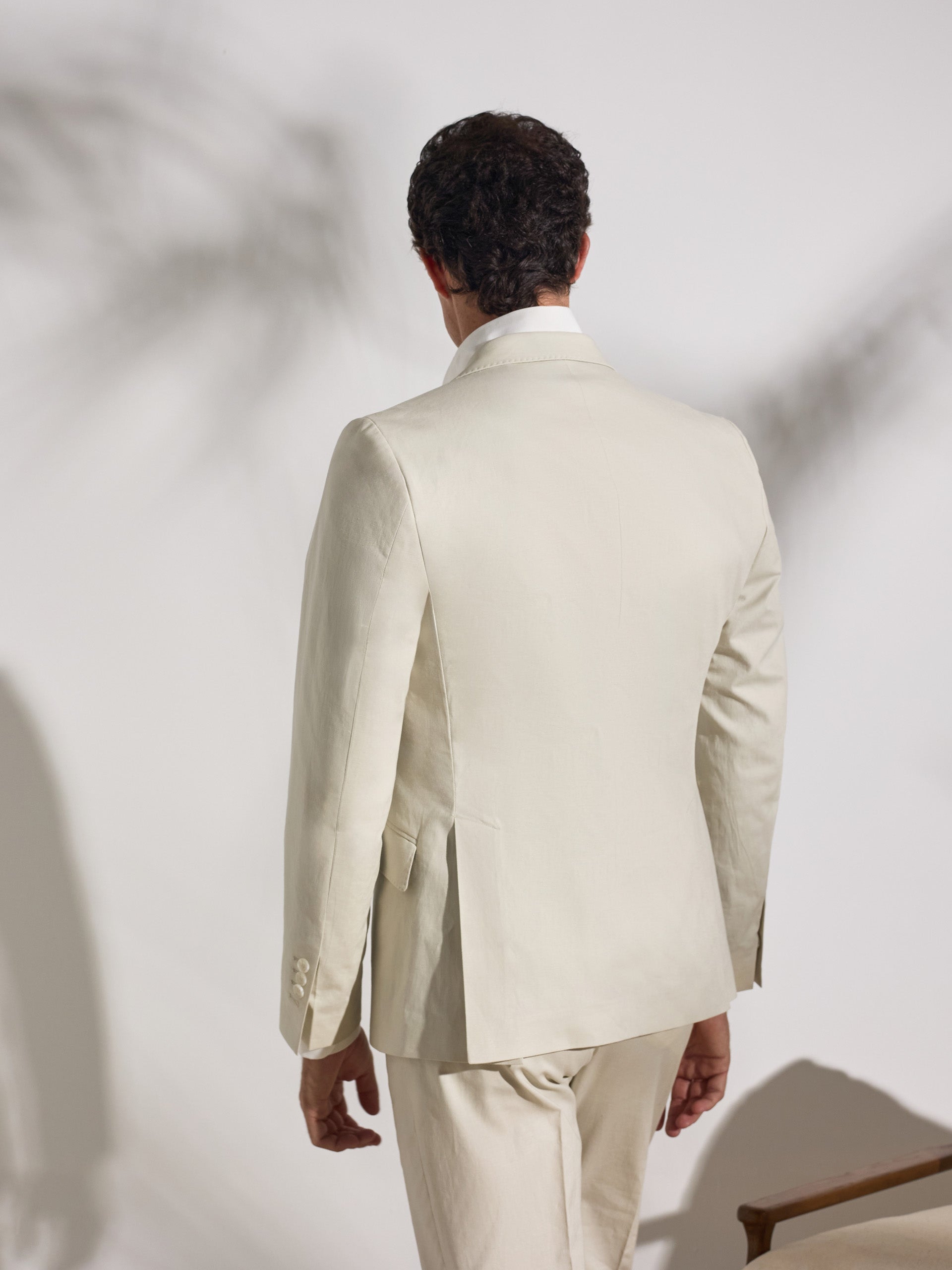 Blazer de fato único linho pedra