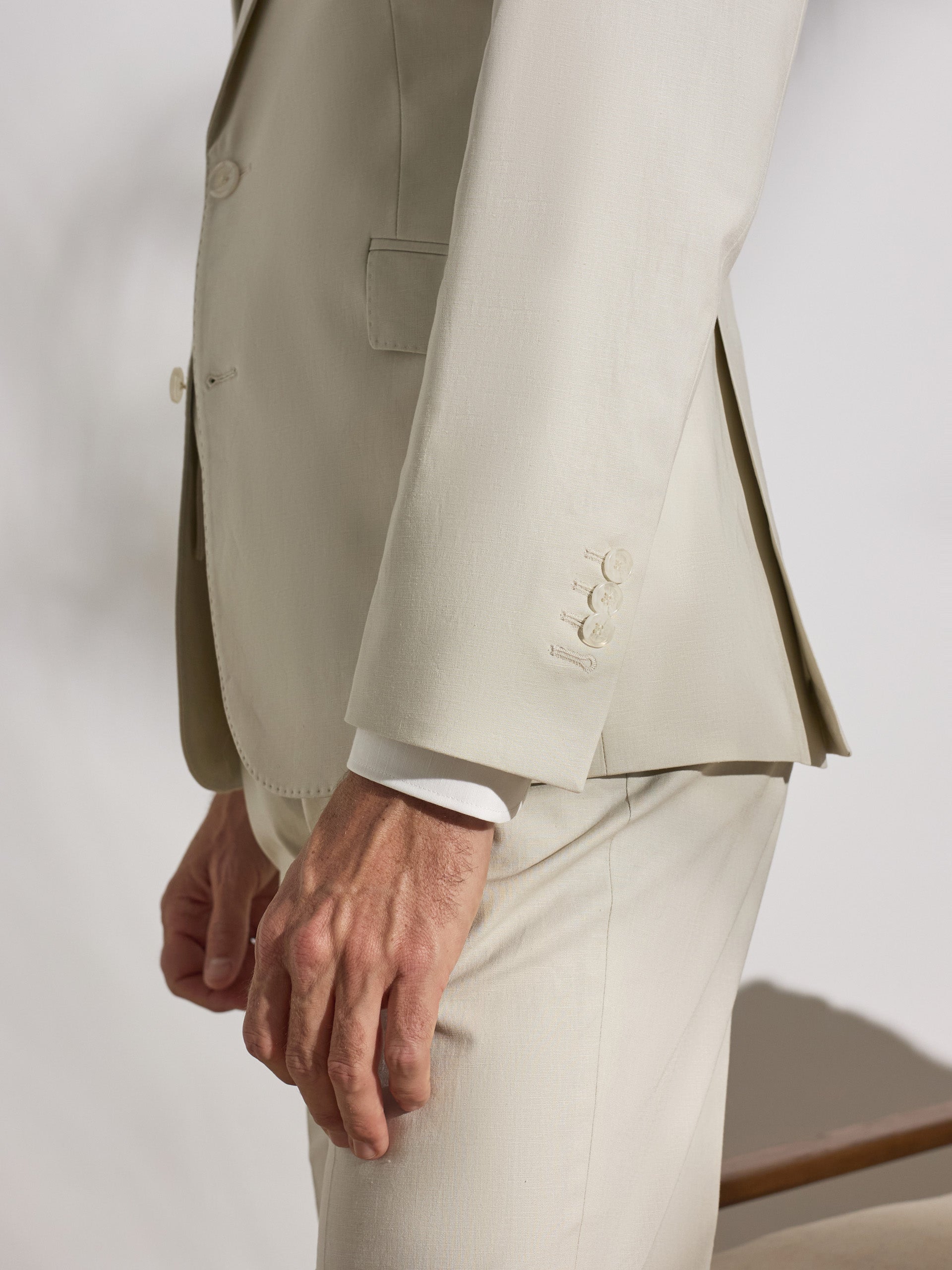 Blazer de fato único linho pedra