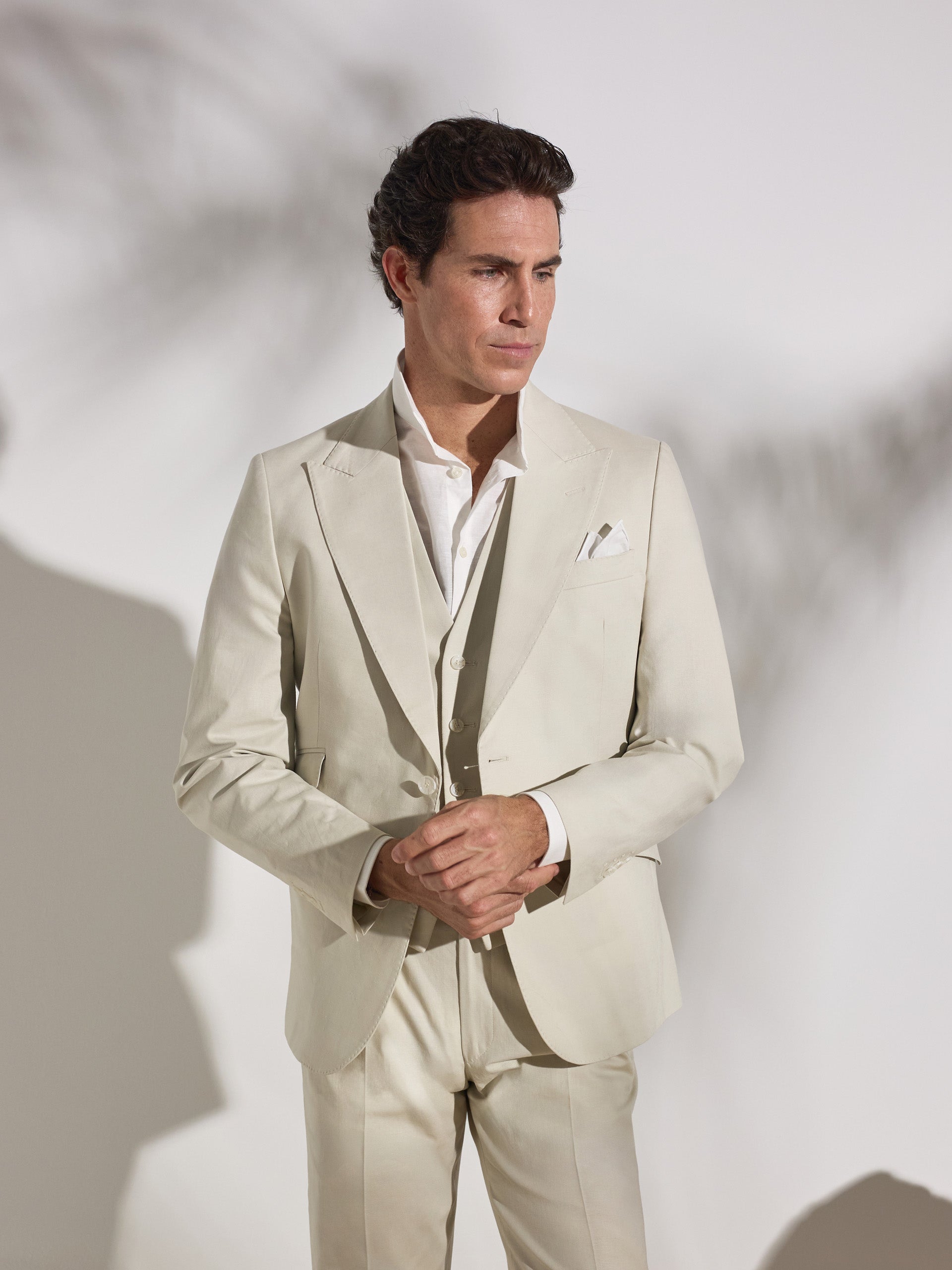 Blazer de fato único linho pedra