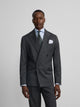Blazer de fato cruzado risca de giz cinzento