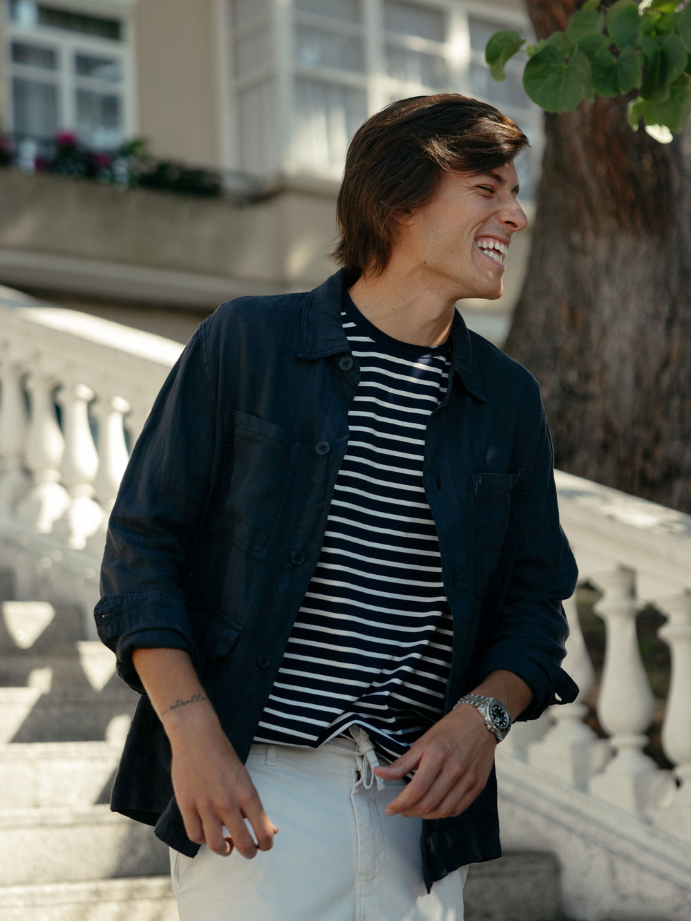 Blue mid-stripe sailor t-shirt