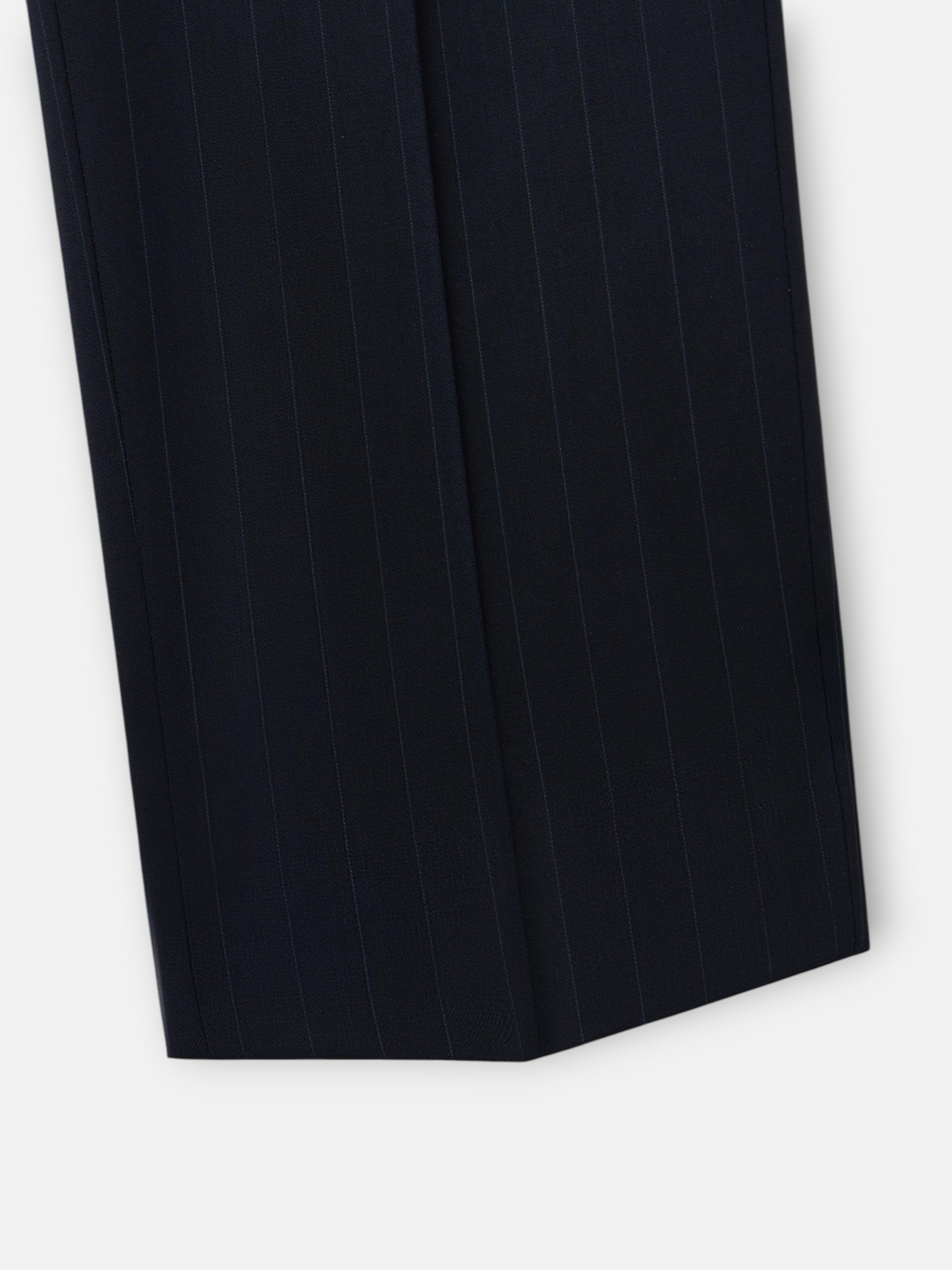 Navy blue pinstripe suit trousers