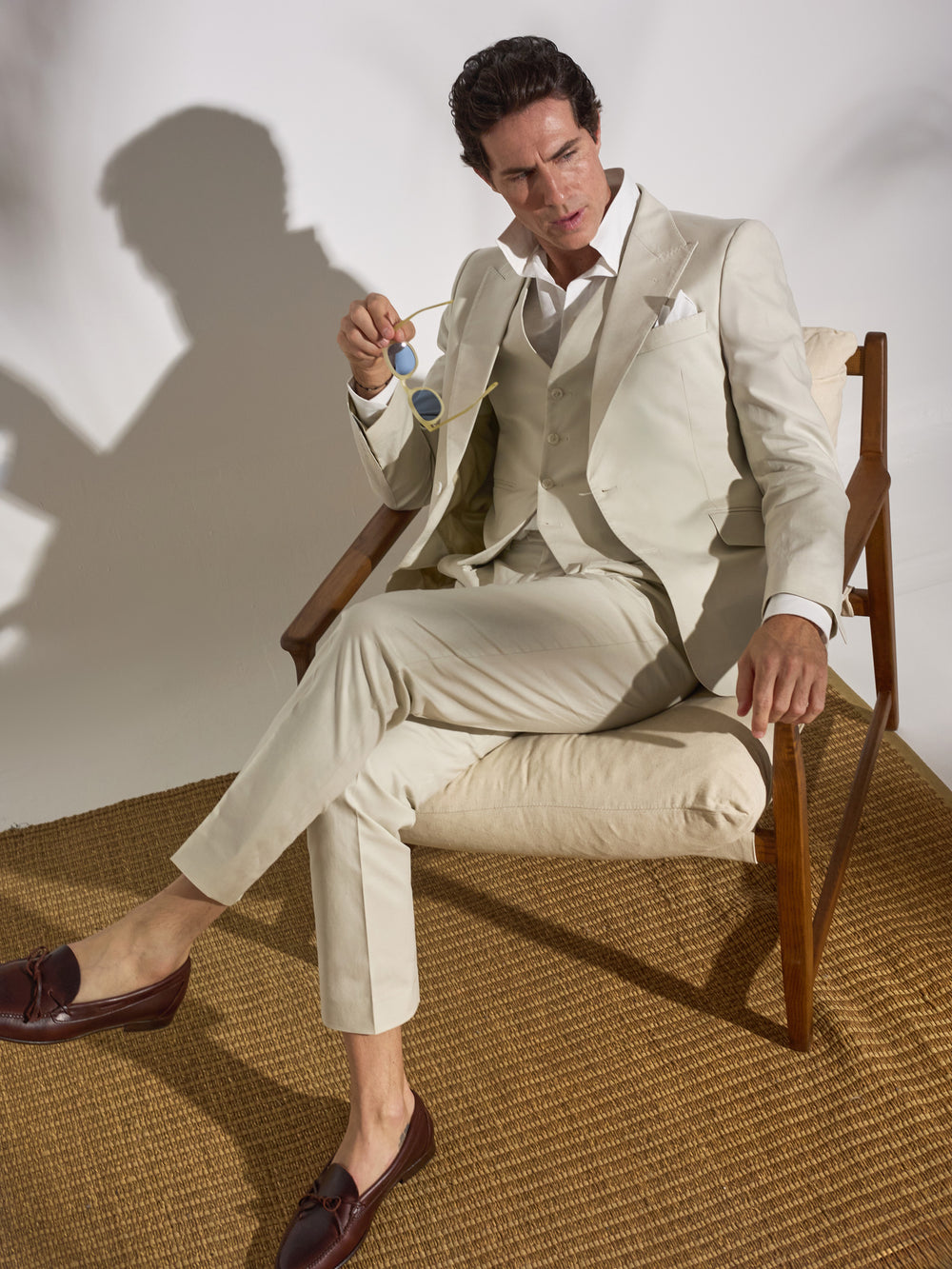 Pantalon traje unique lino piedra