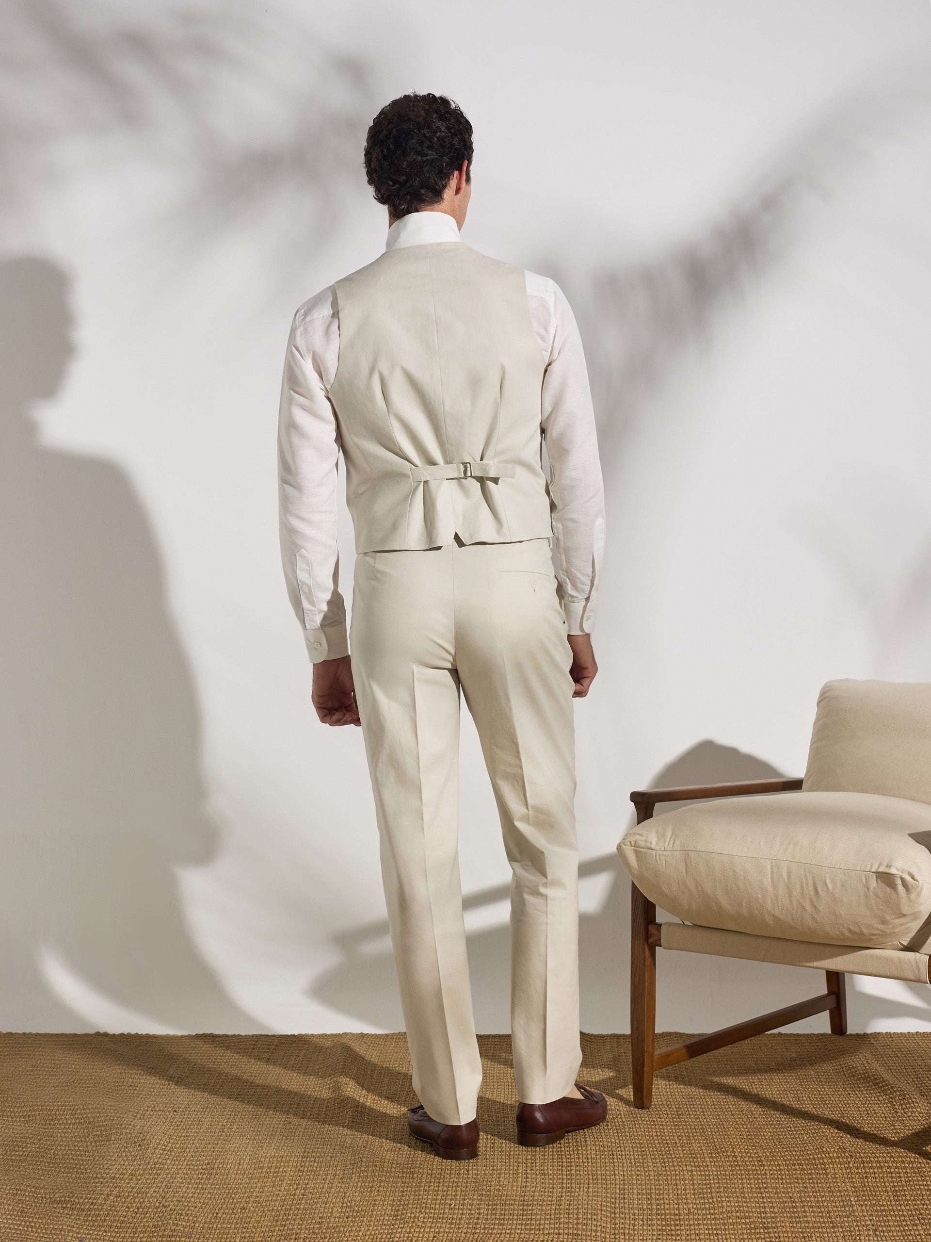 Pantalon traje unique lino piedra