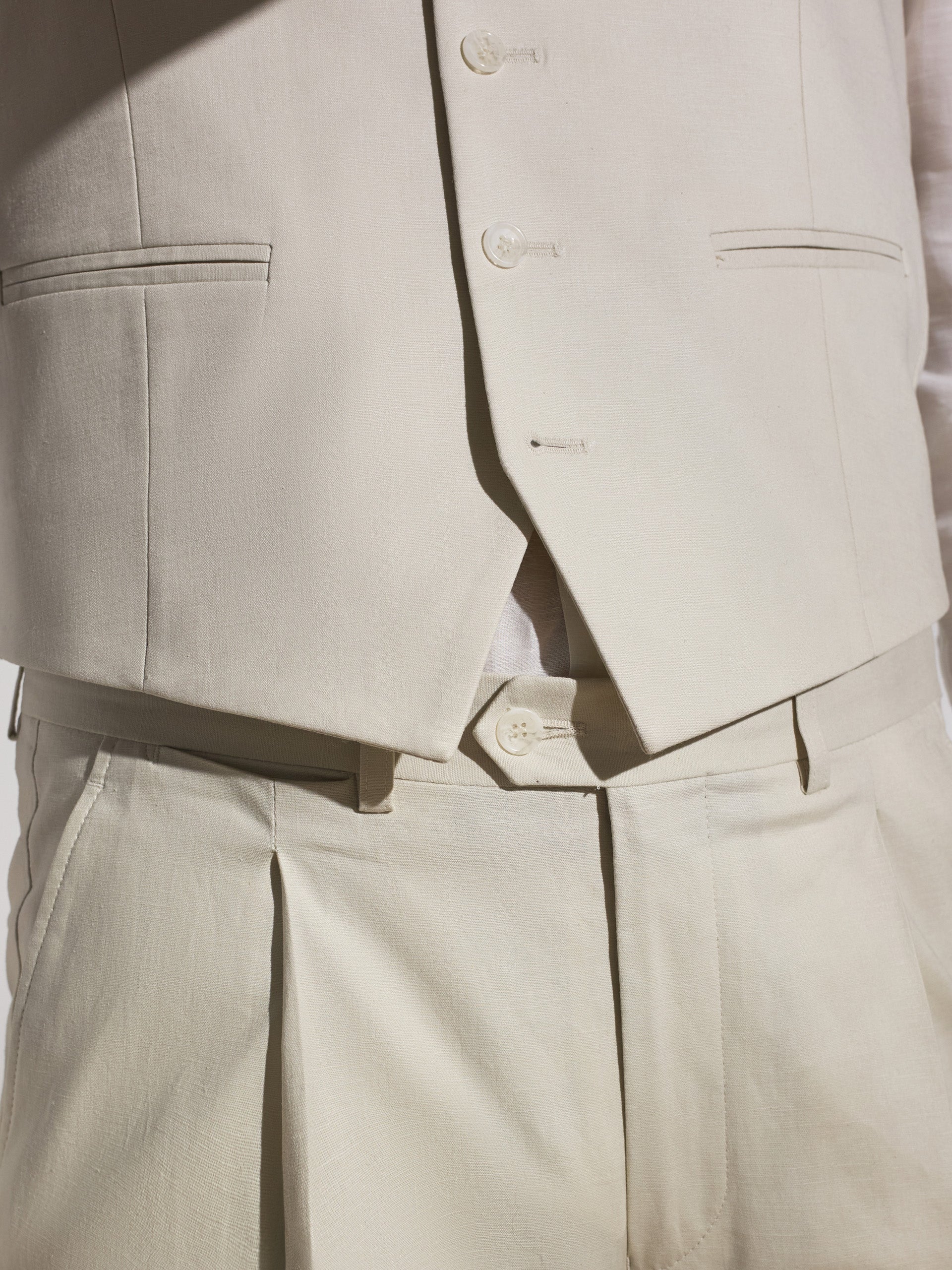 Pantalon traje unique lino piedra