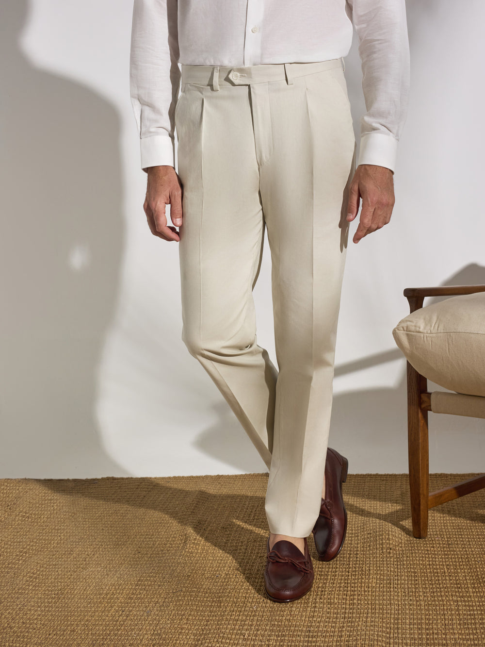 Pantalon traje unique lino piedra