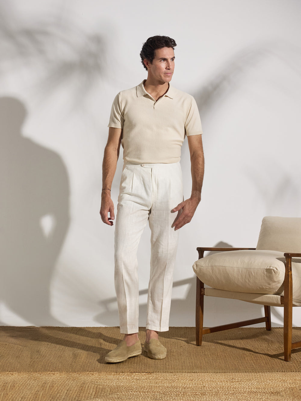 Pantalon beige à pinces unique