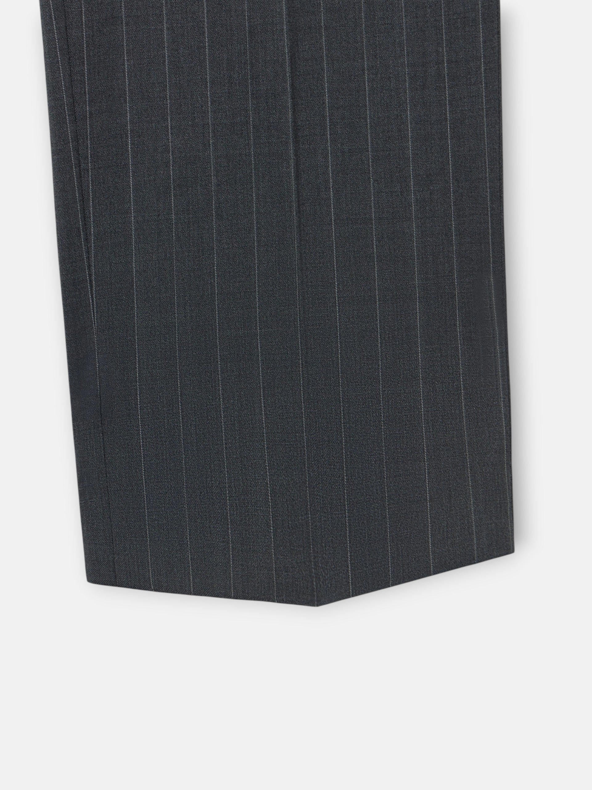 Grey pinstripe double-breasted suit trousers