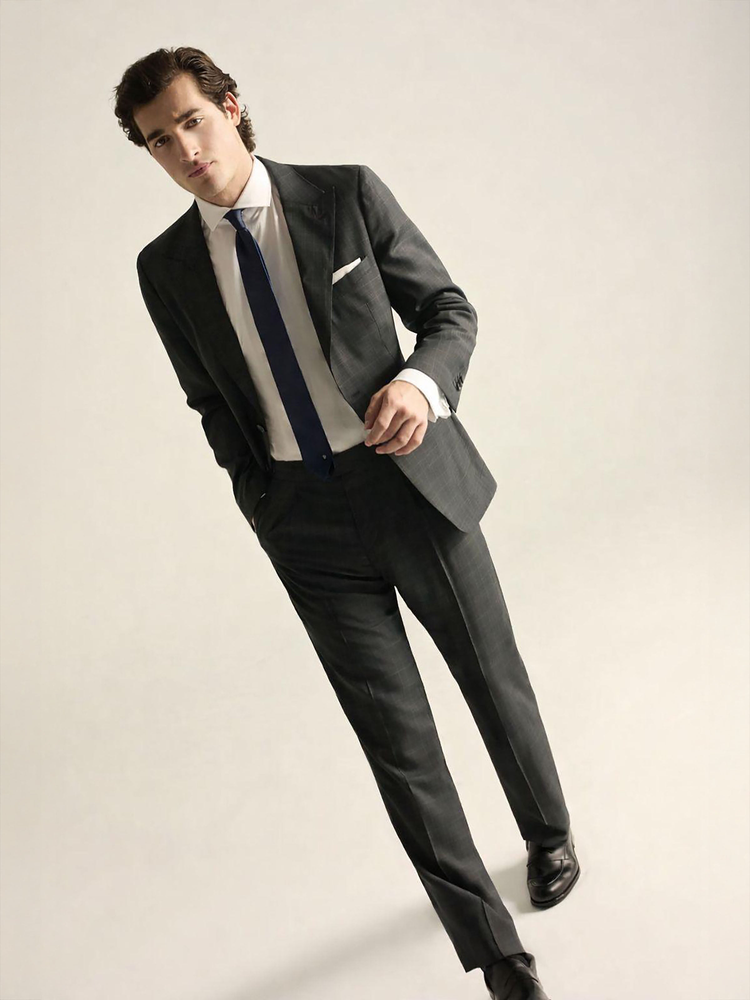 Grey Prince of Wales suit trousers