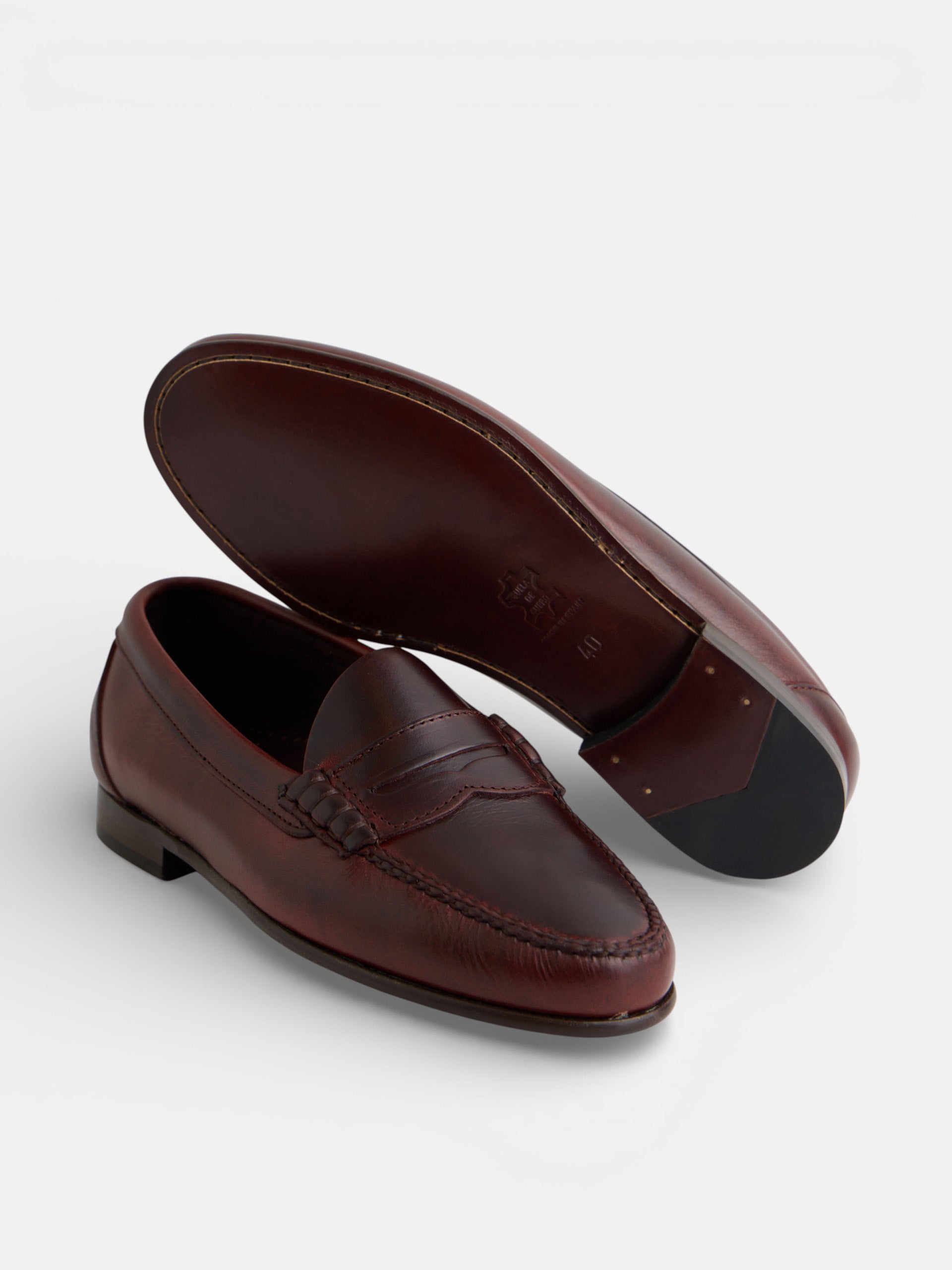 Zapato mocasin premium penny piel marron