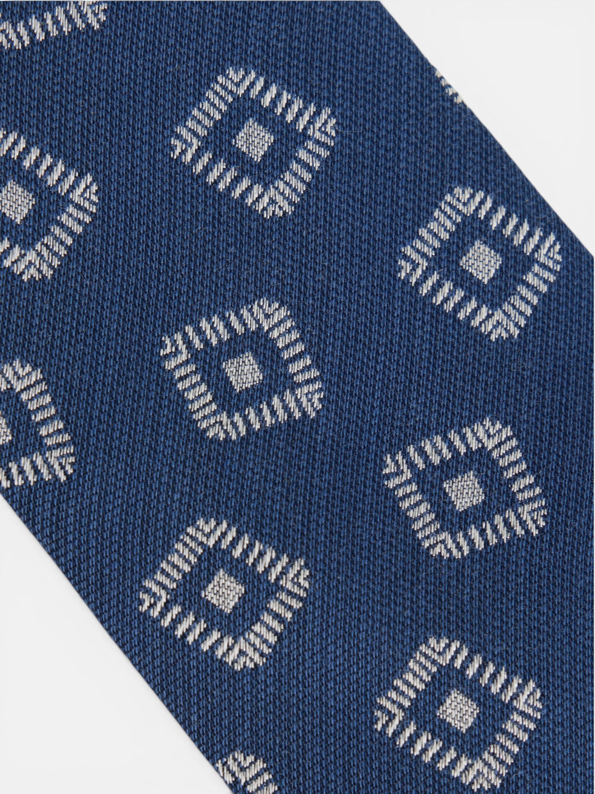 Navy blue jacquard pattern tie