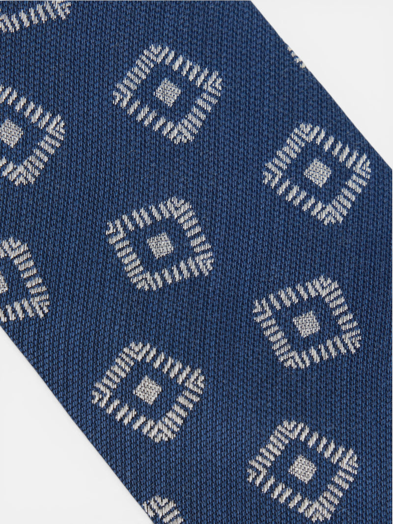 Cravate motif jacquard bleu marine