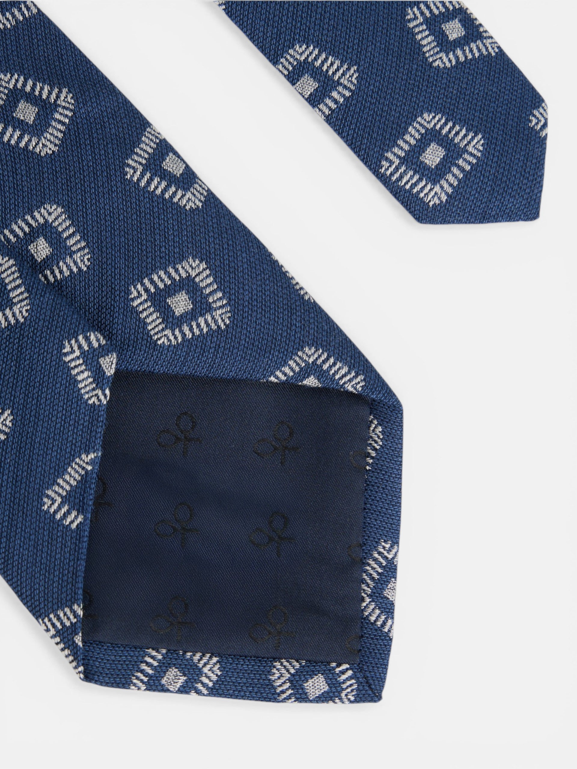 Navy blue jacquard pattern tie