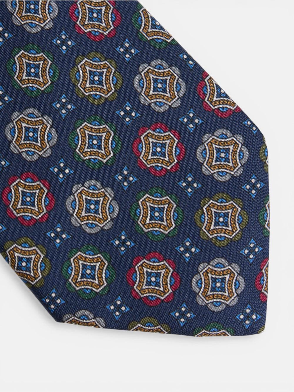 Cravate à carreaux géométriques bleu marine