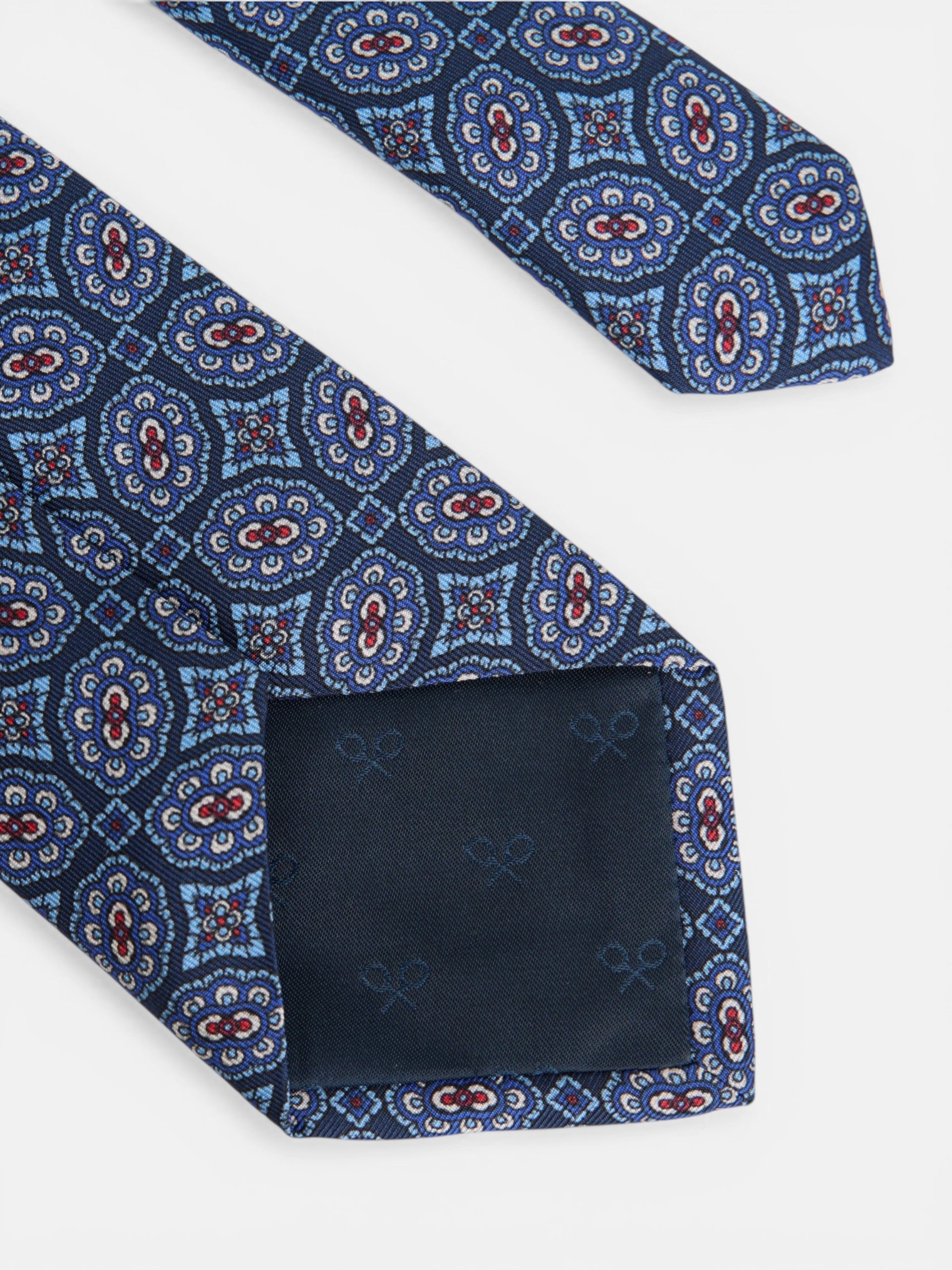 Navy blue tile pattern tie