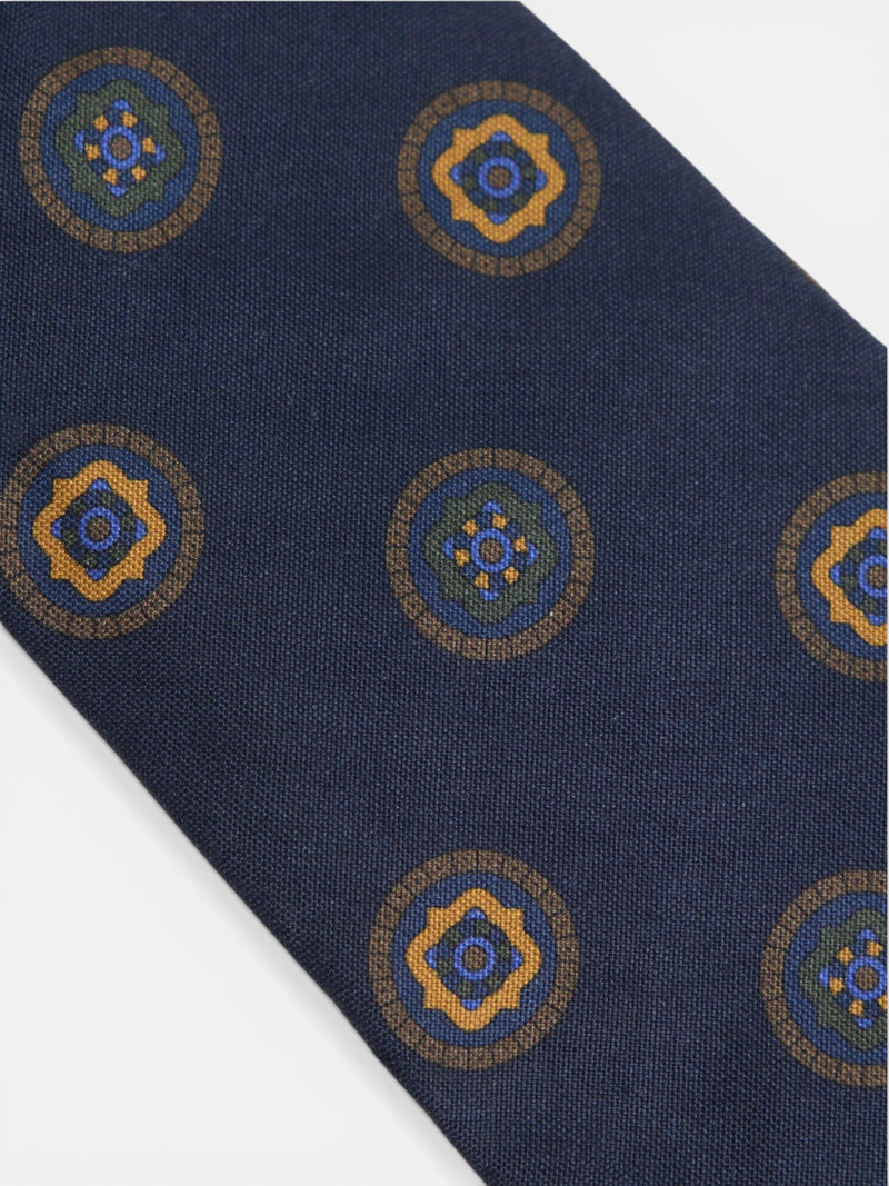 Cravate à cercles géométriques bleu marine