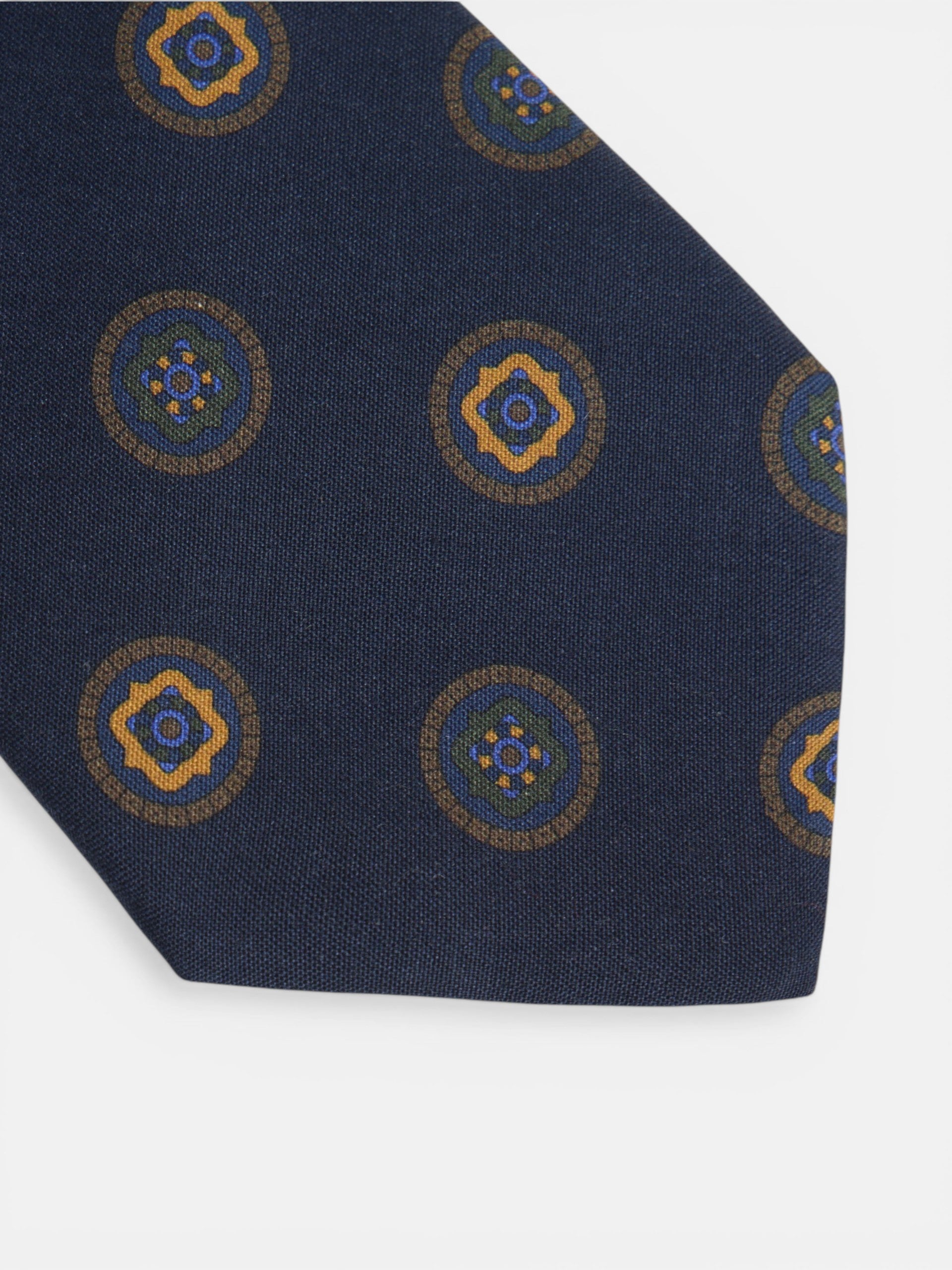 Cravate à cercles géométriques bleu marine
