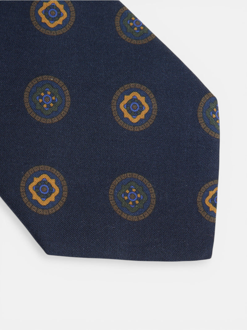 Cravate à cercles géométriques bleu marine